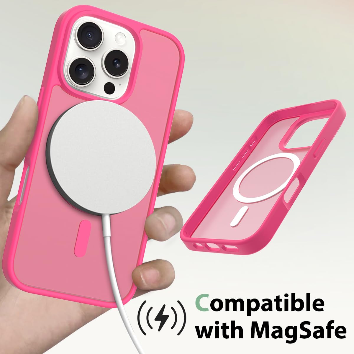 Magnetic For Iphone 16 Pro Case 6.3 Inch [Compatible With Magsafe] [Military Grade Protection] Translucent Matte Back Bumper Pho