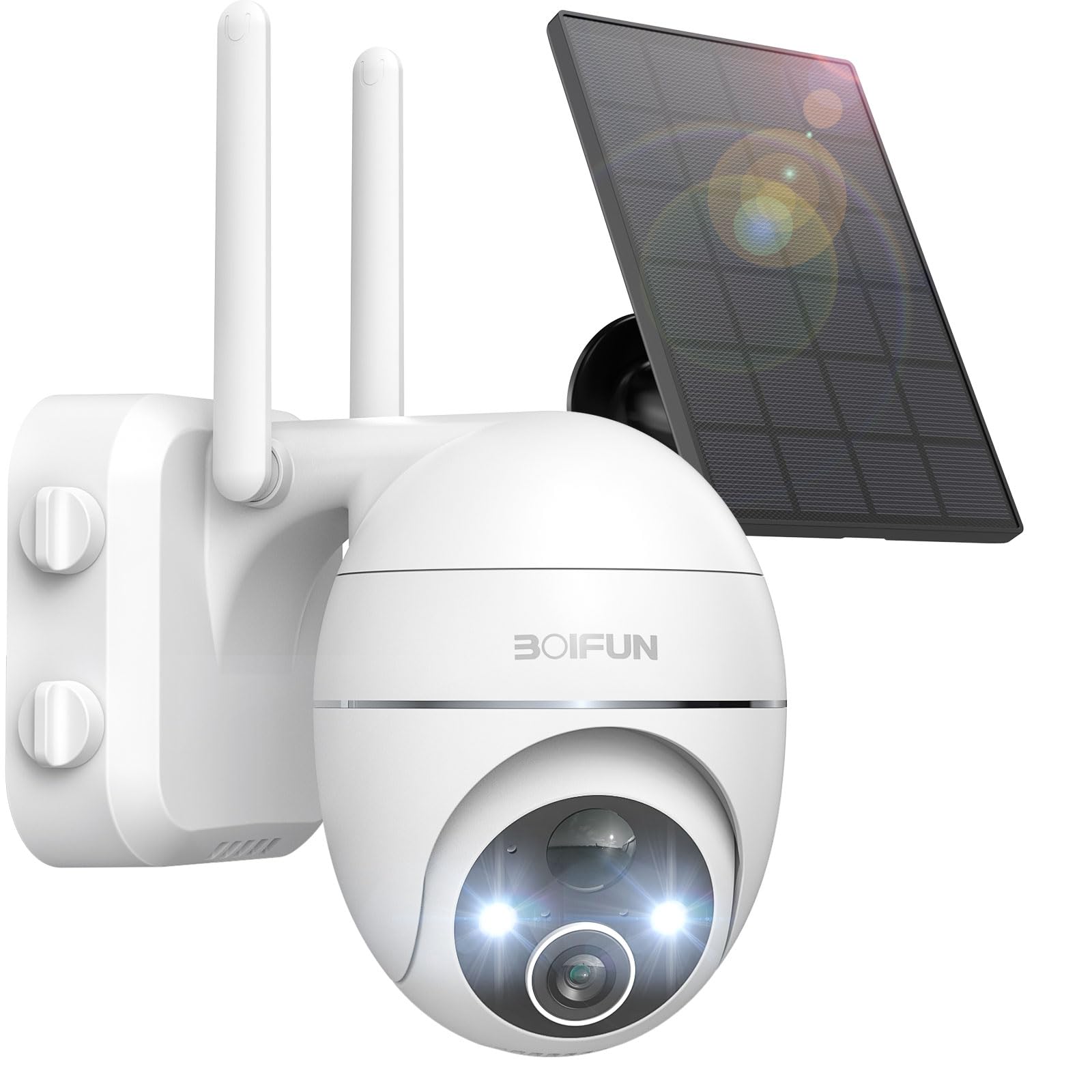 Solar Security Camera Outdoor, 2K Wireless Wifi 360 Ptz Camera, Solar Powered Security Cameras With Spotlight & Siren, Color Nig