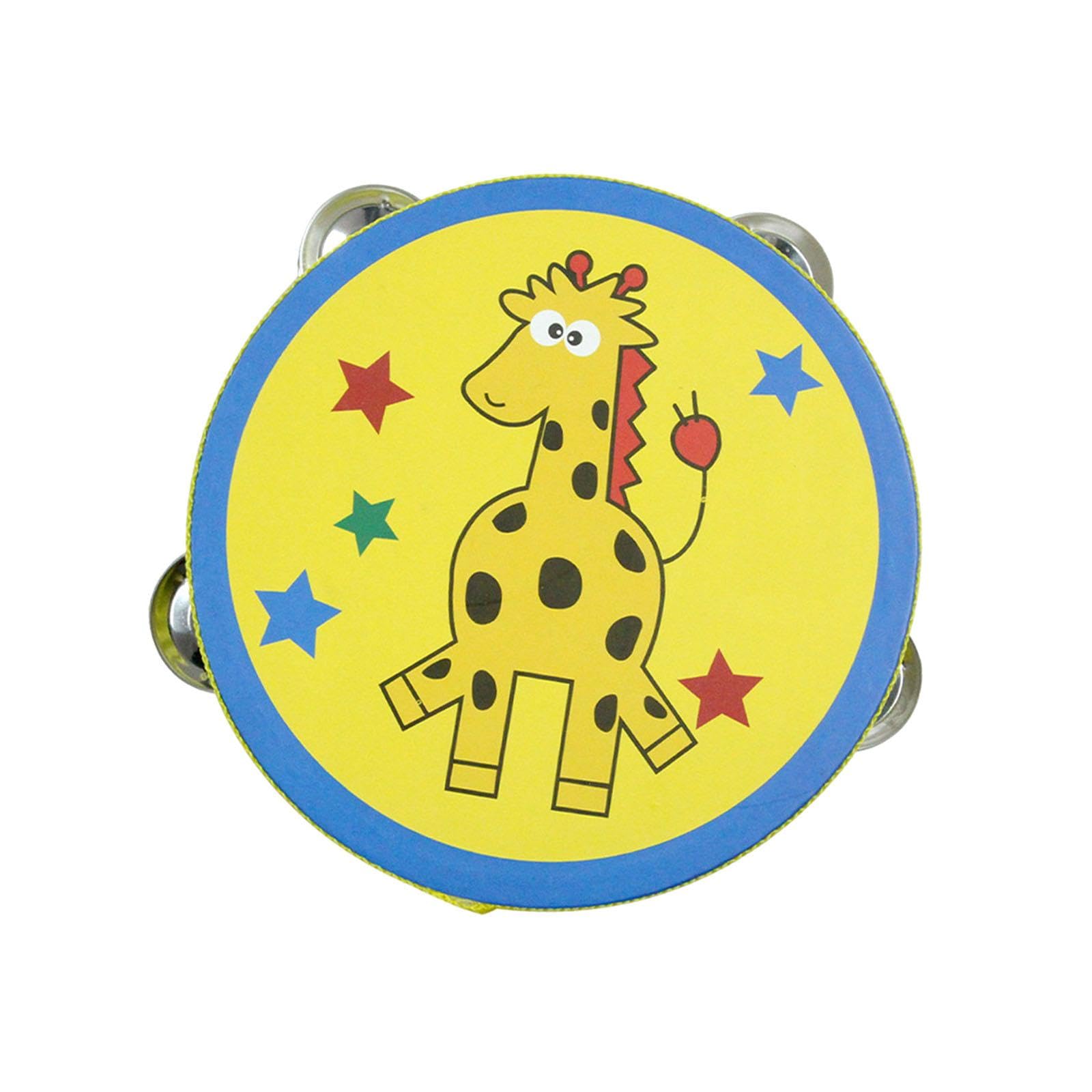 SECRET DESIRE Wood Handheld Tambourines Handbell Educational Toy for Dancing Game Toys KTV 15cm Yellow Giraffe