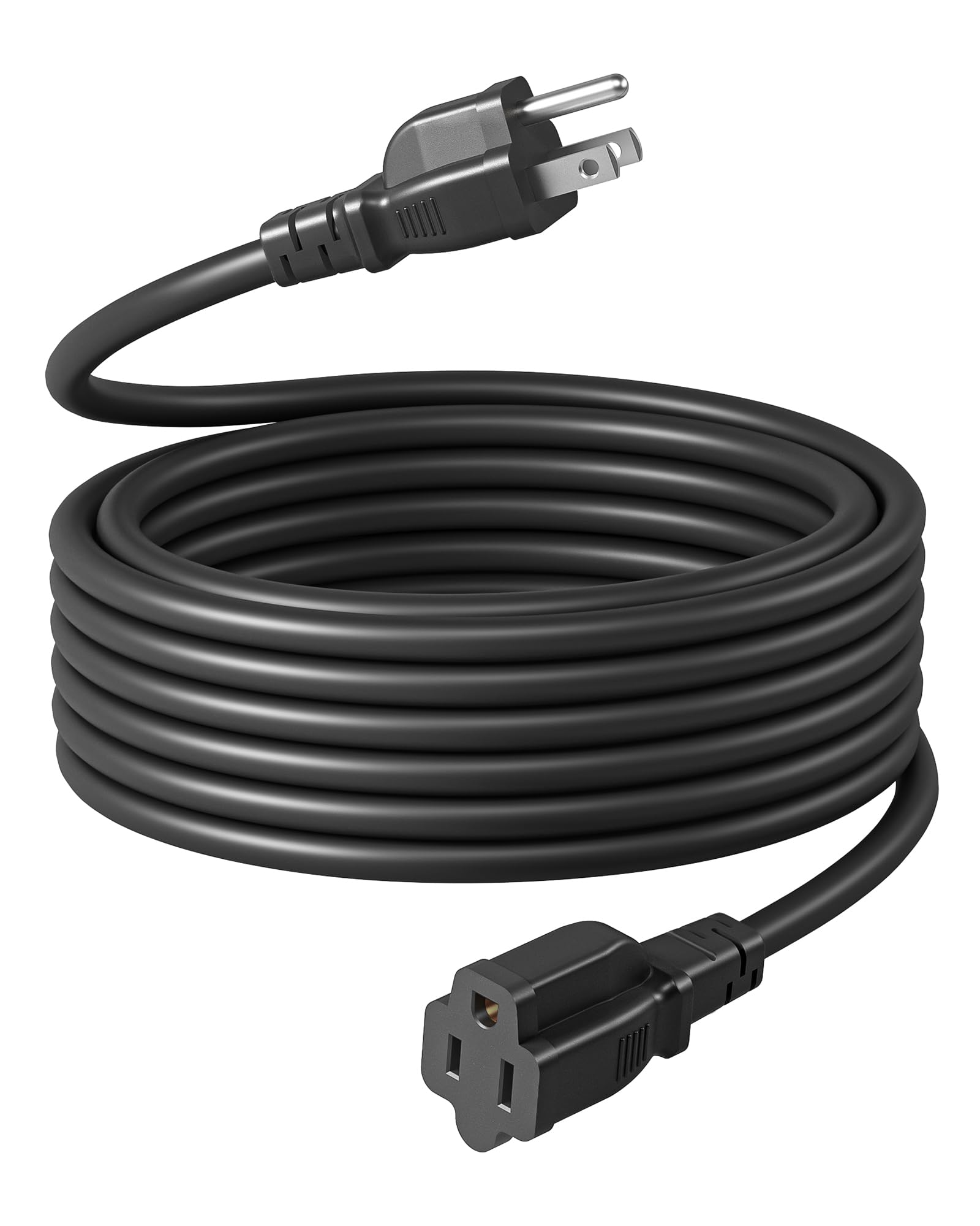 DEWENWILS Extension Cord 25 FT, 3 Prong Waterproof Extension Cable for Indoor Outdoor Appliances, 16/3 SJTW, Black, ETL Listed, 