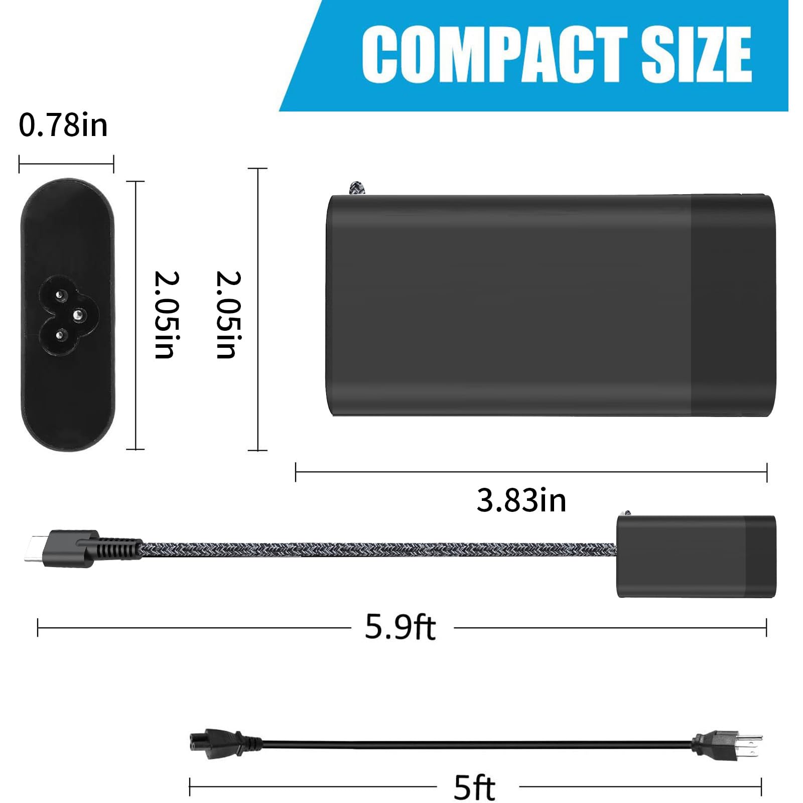 New Slim 65W Usb C Hp Laptop Charger For Hp Envy X360,Elitebook X360,Spectre X360,Replacement For Hp Chromebook X360,Elite X2,Pr