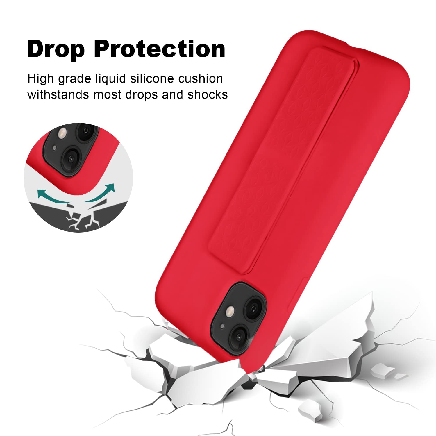 Laudtec Silicone Kickstand Case Compatible With Iphone 11 Case(6.1 In) Vertical And Horizontal Stand Hand Strap Metal Kickstand,