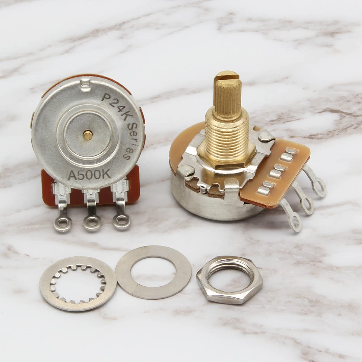 Fleor 500K Audio Pots 19Mm Long Split Shaft Guitar Potentiometer, Pack Of 2