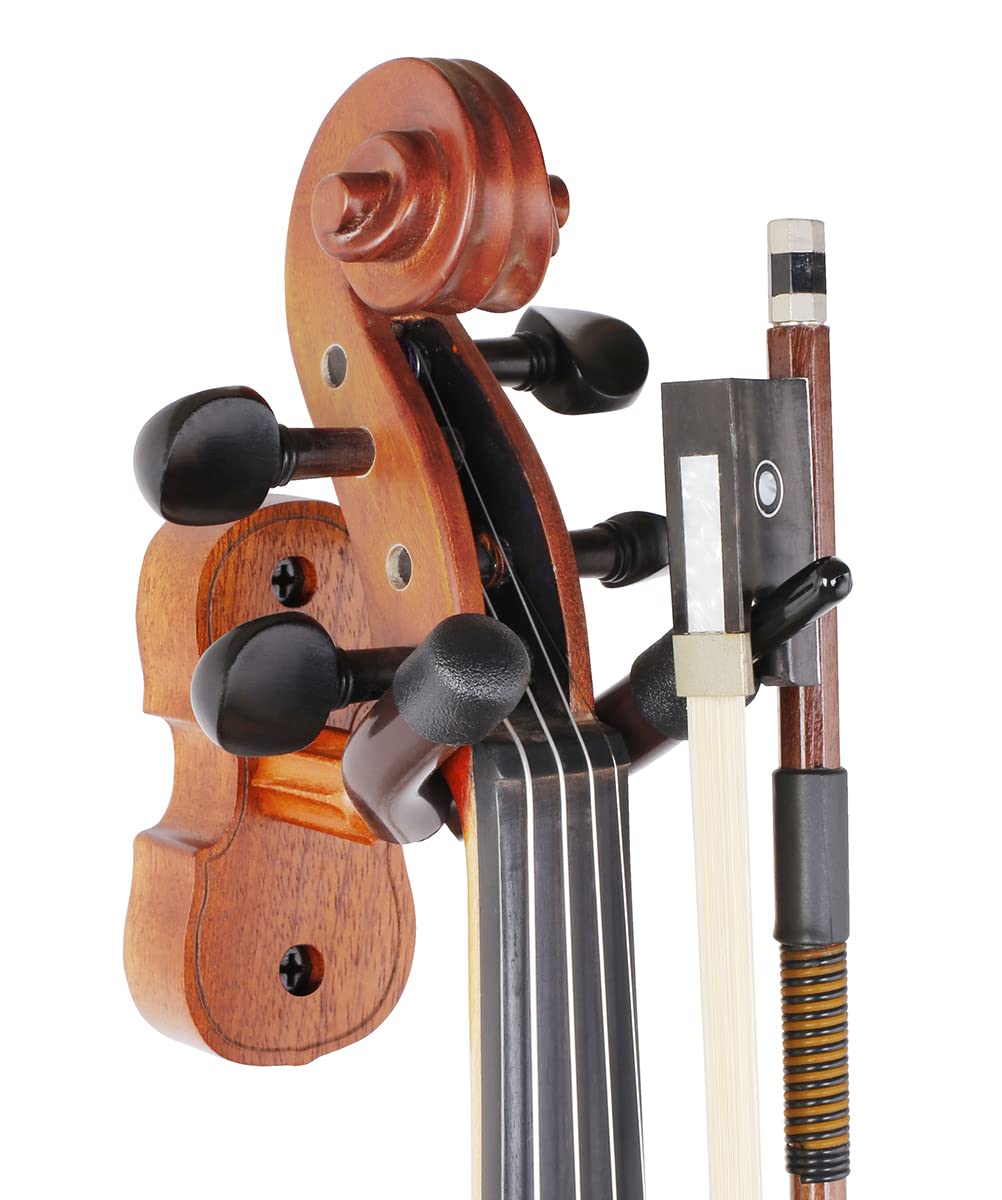 Punk Violin Viola Wall Mount Hanger,Violin Viola Hook,Mahogany Violin Holder,With Bow Hook,Home & Studio Wall Mount Violin Hange