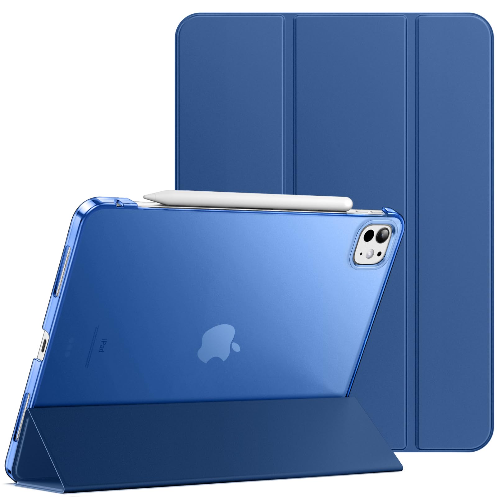 JETech Case for iPad Pro 11-Inch M4 (2024), Slim Stand Hard Back Shell Smart Cover with Auto Wake/Sleep (Navy)