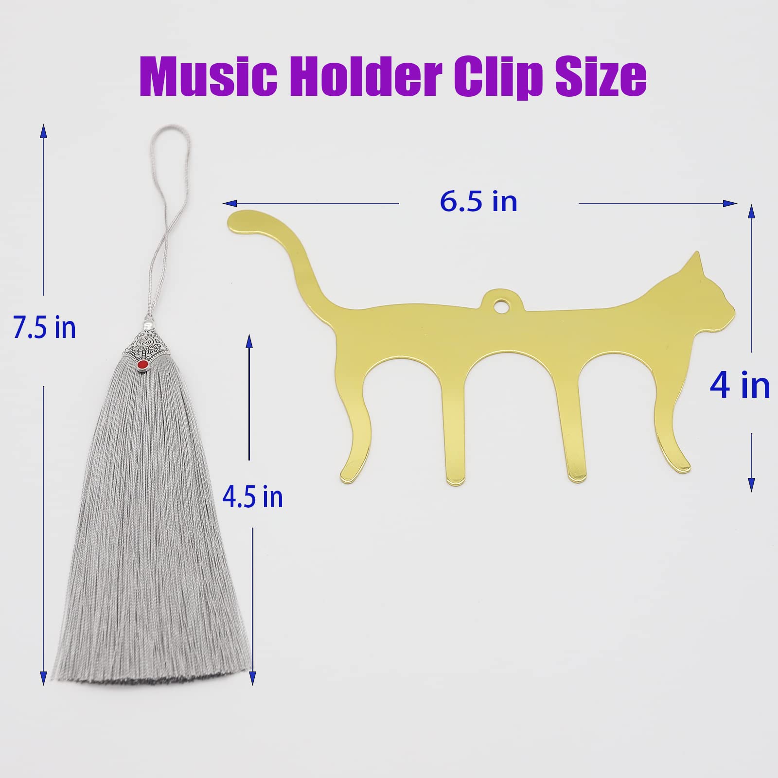 Q Qingge Metal Music Book Clips Sheet Music Holder Clip Sheet Music Page Holder Clips For Sheet Music Stands, Cute Cat Shaped Me