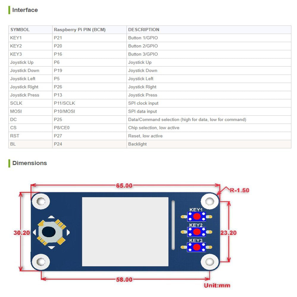 Waveshare Official 1.3Inch Lcd Hat Spi Interface 240X240 Resolution Ips Lcd Display For Raspberry Pi Series Boards