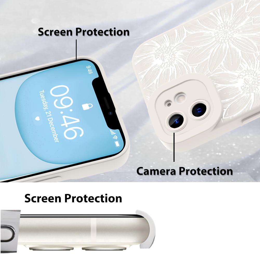 Mzelq For Iphone 11 Case Case, Silicone Black Floral Flowers Sunflowers Cute Pattern, Camera Protection Soft Slim Phone Case For