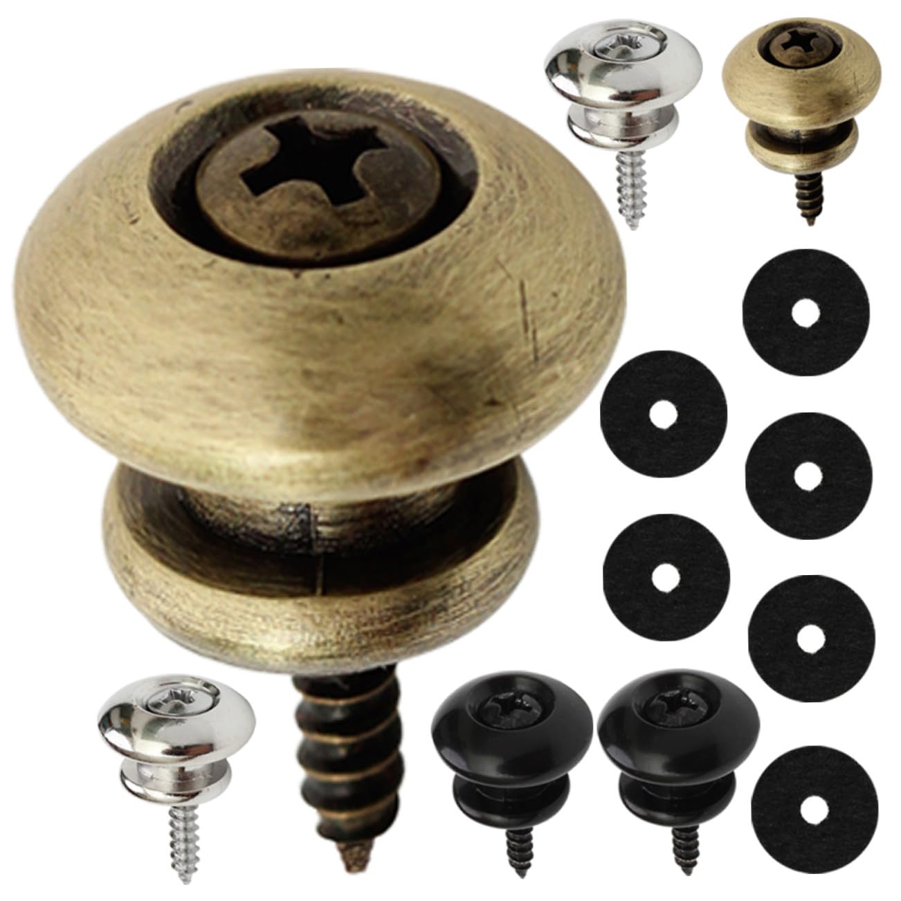 Garneck 6pcs Guitar Strap Lock Button pin for Acoustic Electric Bass Easy Installation Smooth Design Replacement for Old Broken