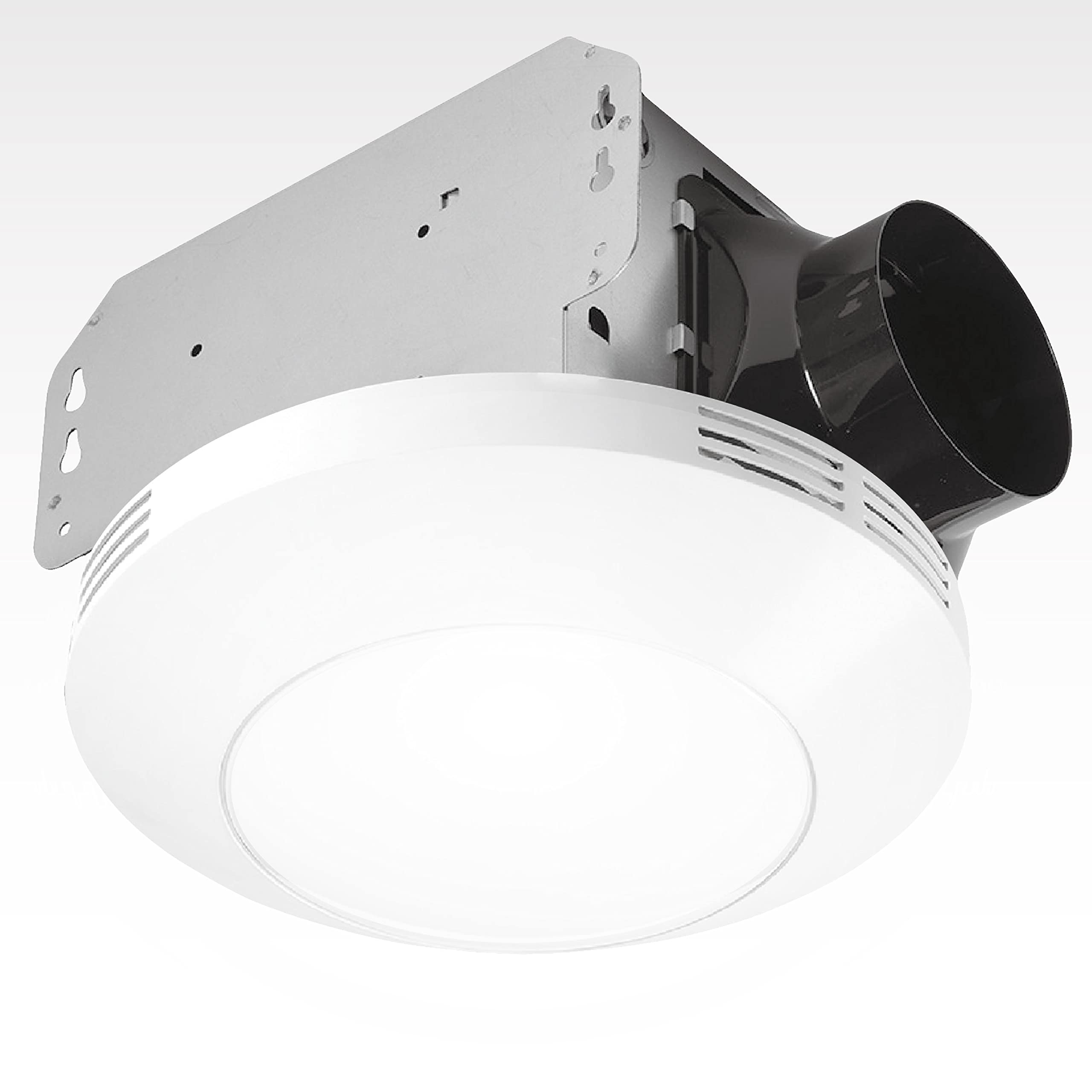 Homewerks 7117 01 Wh Bathroom Integrated Led Light Ceiling Mount Exhaust Ventilation 1.1 Sones 80 Cfm, Bath Fan White