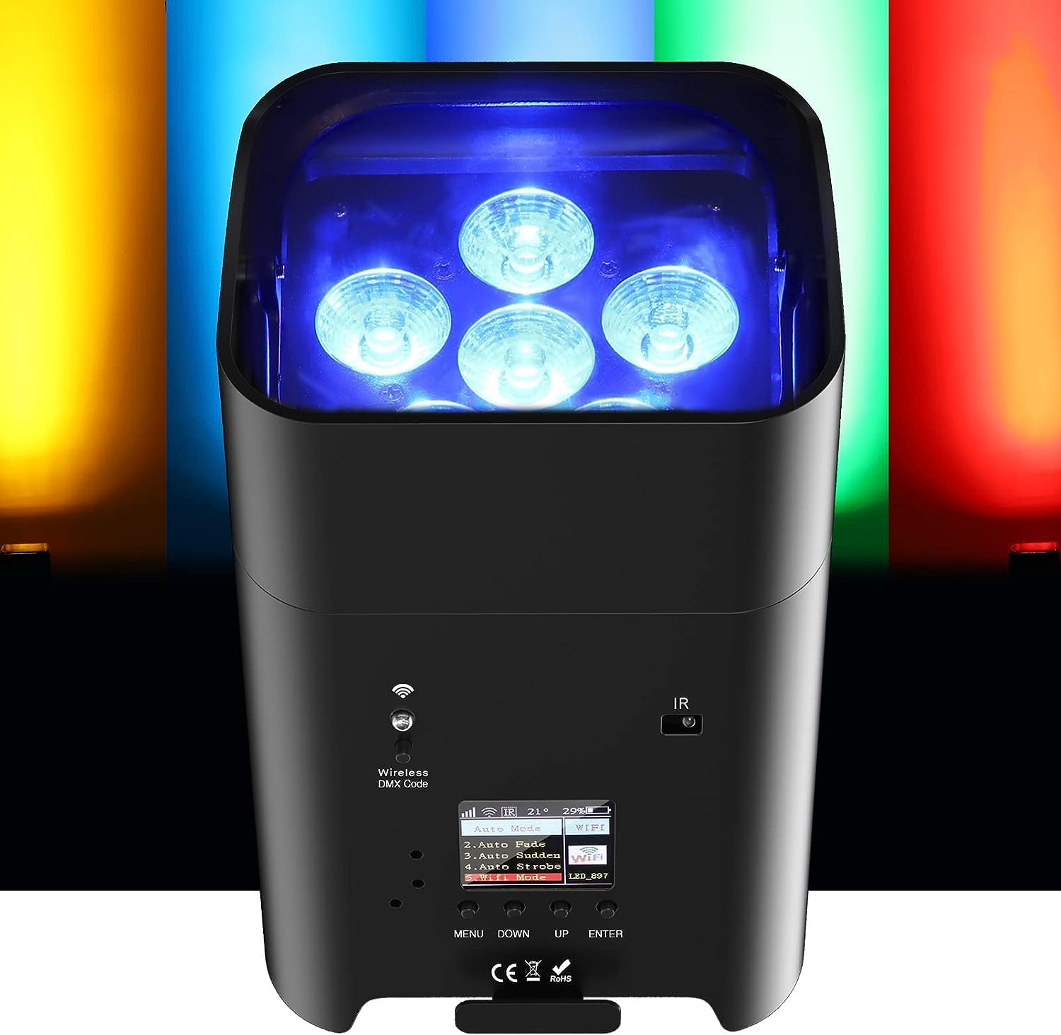 Battery Powered Uplights Rechargeable Par Can 6X18W Rgbwa+Uv Led Uplight 9600 Mah Remote/App/Dmx512 Control Stage Lights Uplight