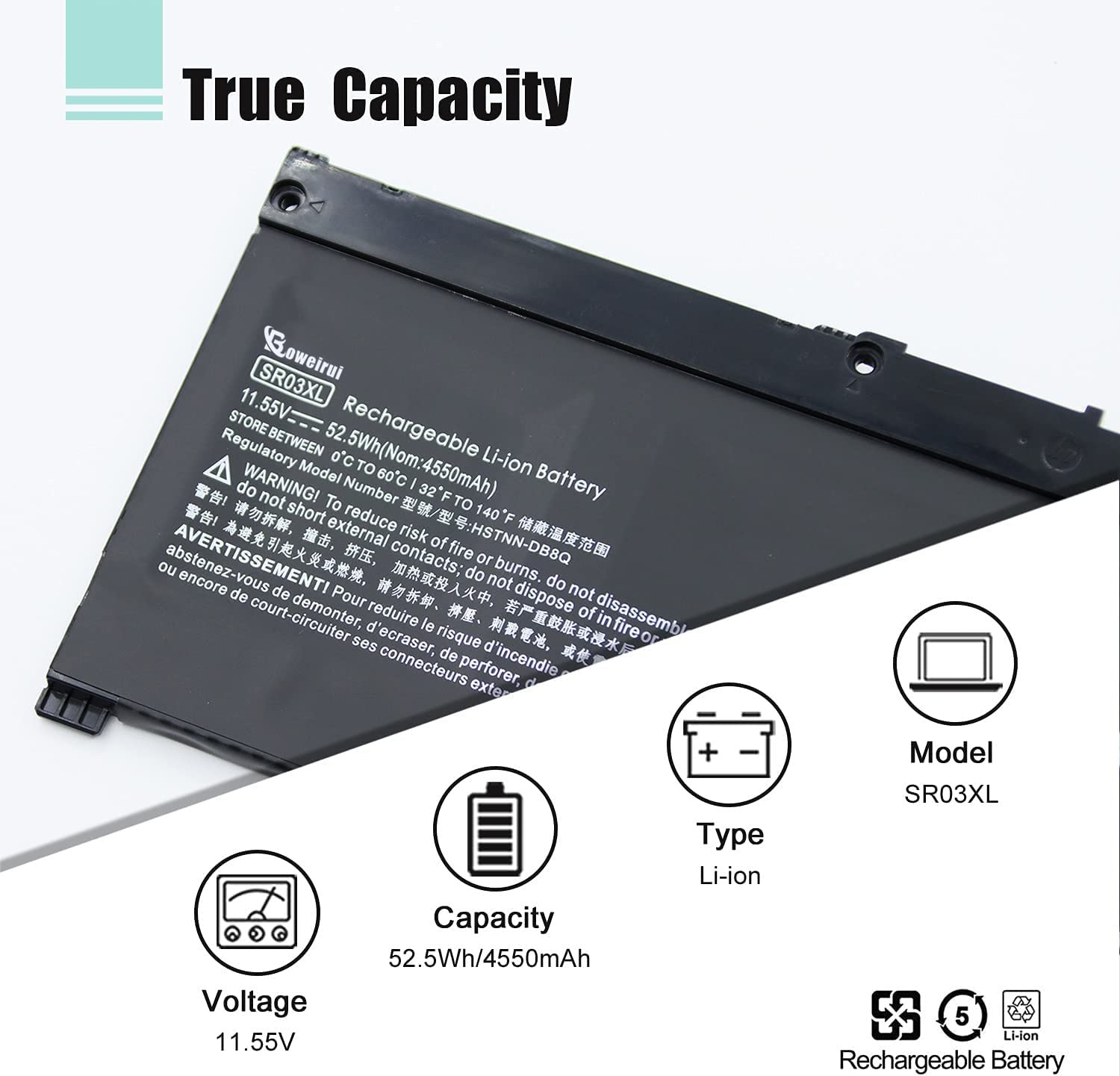 Boweirui Sr03Xl Sr04Xl L08855 855 Laptop Battery For Hp Pavilion 15 Cx 15 Cx0Xxx 15 Cx0058Wm 15 Cx0056Wm Envy X360 15 Cn 15 Cp 1