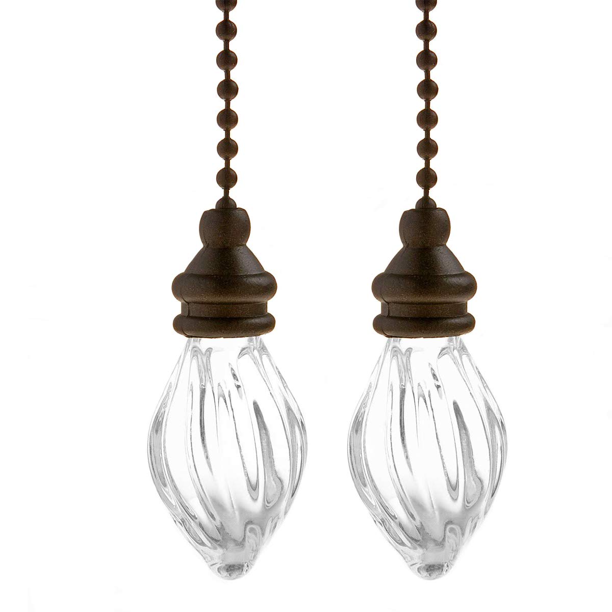 Penck Decorative Fan Pull Chain Ornament Set Lamp Pull Extension For Light Fan With 12 Inch Bronze Chains And Crystal Glass Pend