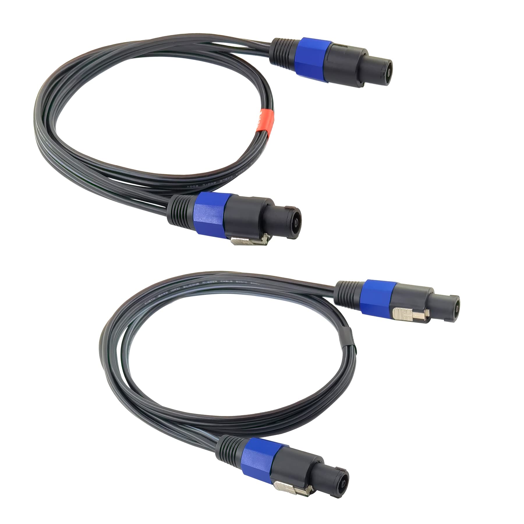 Wjstn 4 Pole Speakon To Speakon 4 Conductor Cables, 12 Awg Speaker Cable Wire With Twist Lock (2 Pack/3Ft)