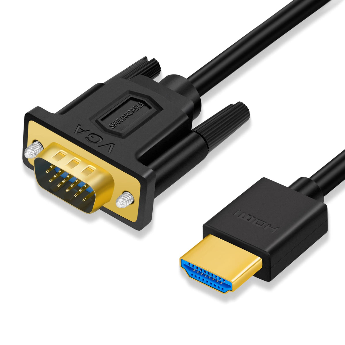Shuliancable Hdmi To Vga Cable, Gold Plated Hdmi To Vga Cable (Male To Male) 1080P Compatible For Raspberry Pi, Roku, Computer,