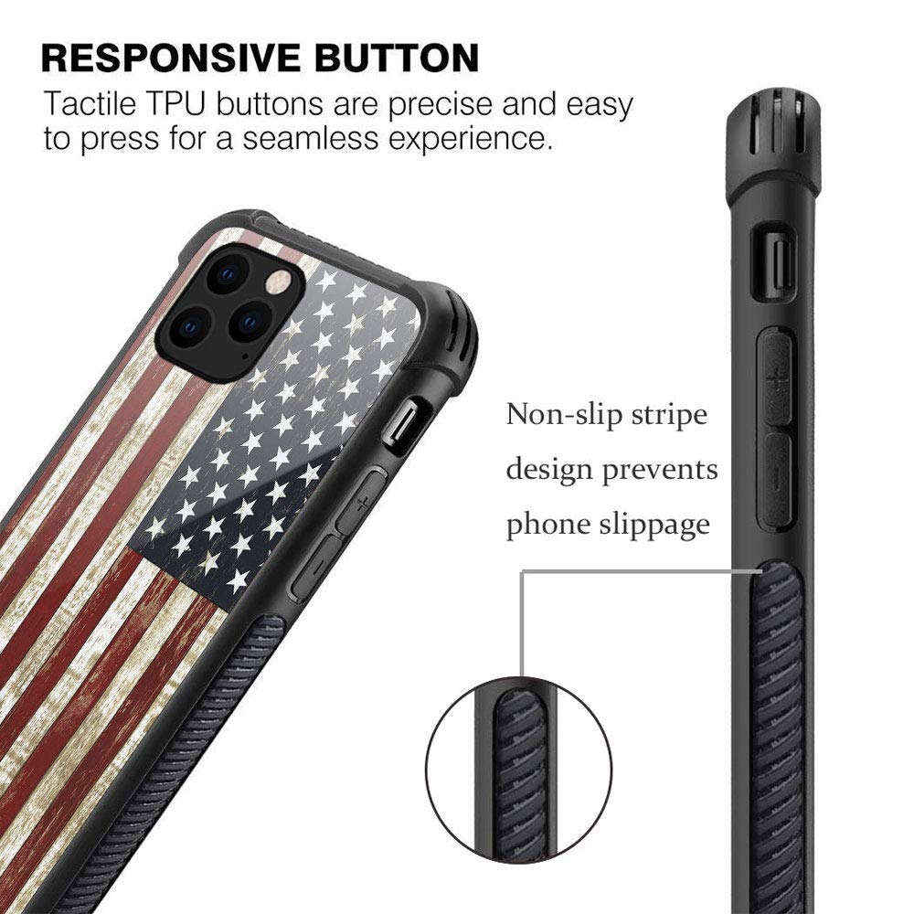 Zhegailian Case Compatible With Iphone 12,Wooden Flag Case For Iphone 12 Pro For Boys Men,Pattern Design Anti Scratch Organic Gl