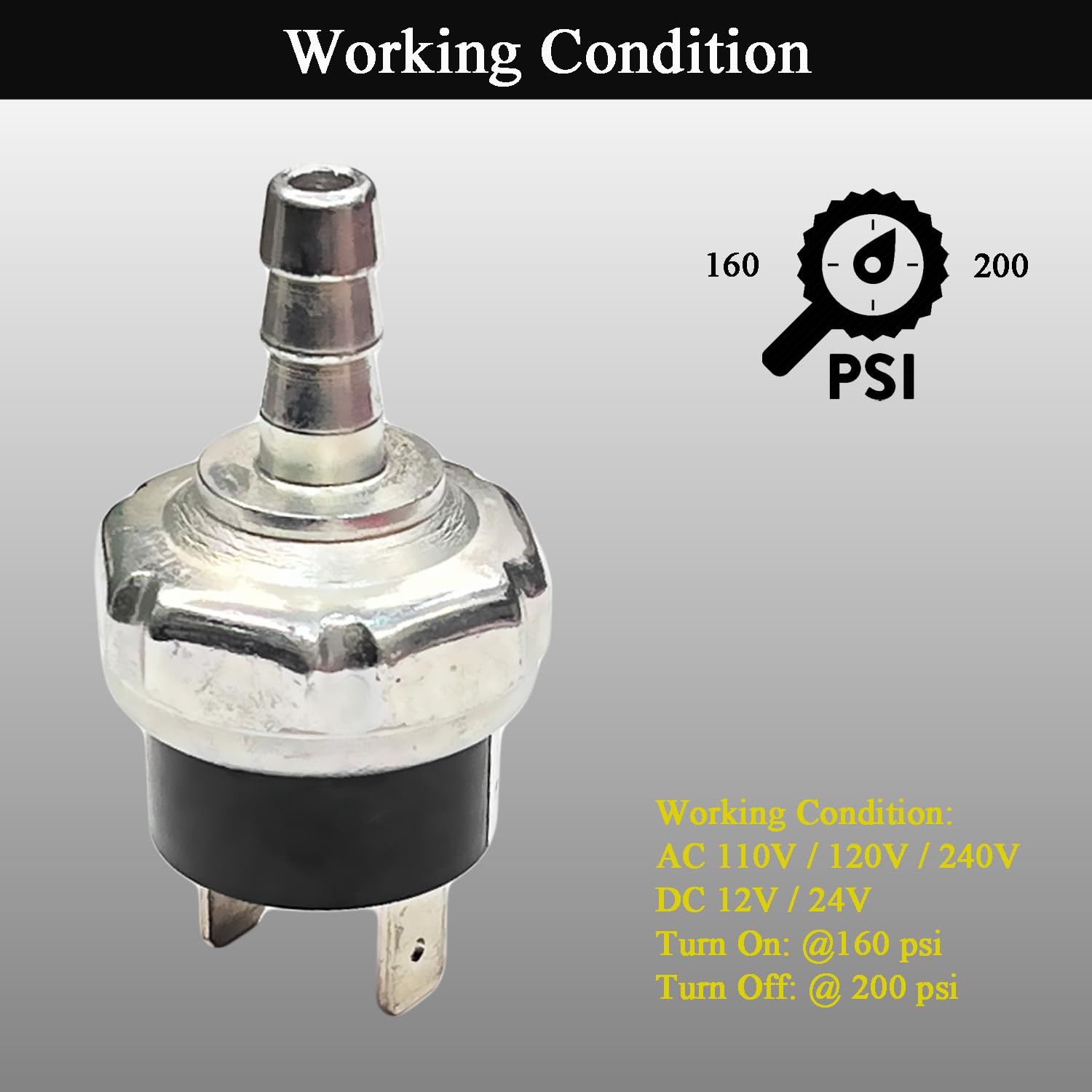 Llannder 160 200 Psi Air Compressor Micro Pressure Power Switch For Dewalt Porter Air Compressor Pressure Switch D55168 Replaces