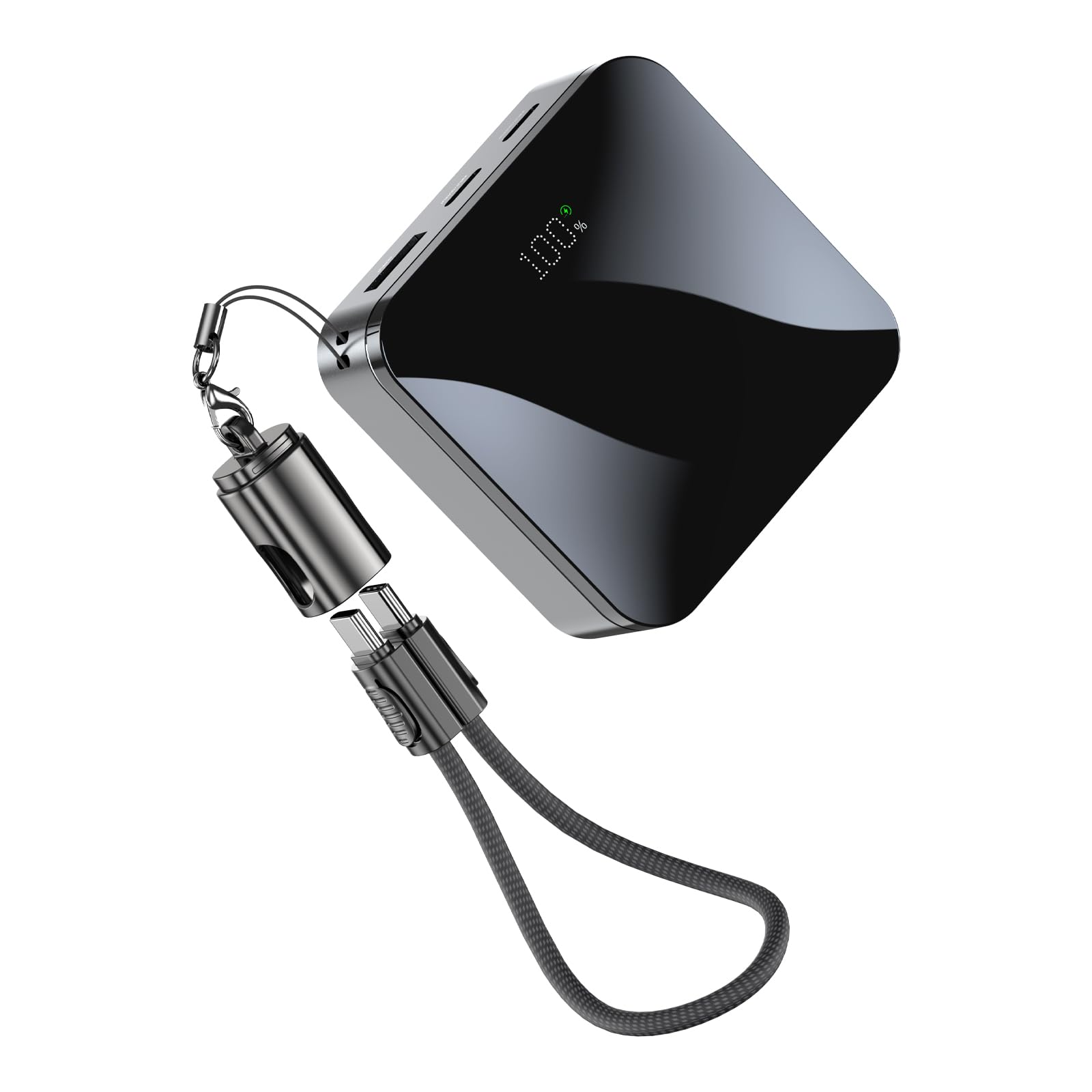 T-Core Small Portable Charger, Mini Power Bank Fast Charging 22.5W 10000Mah Battery Pack With Built In Usb C Cable For Iphone 15