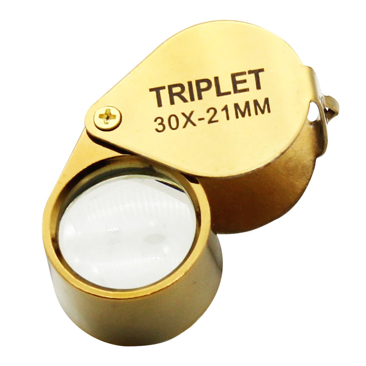 Jeweler Pocket Loupe Magnifier, 30X Glass Lens Magnifying Glass For Jewelry, Coins, Stamps,Antiques And More (Golden)