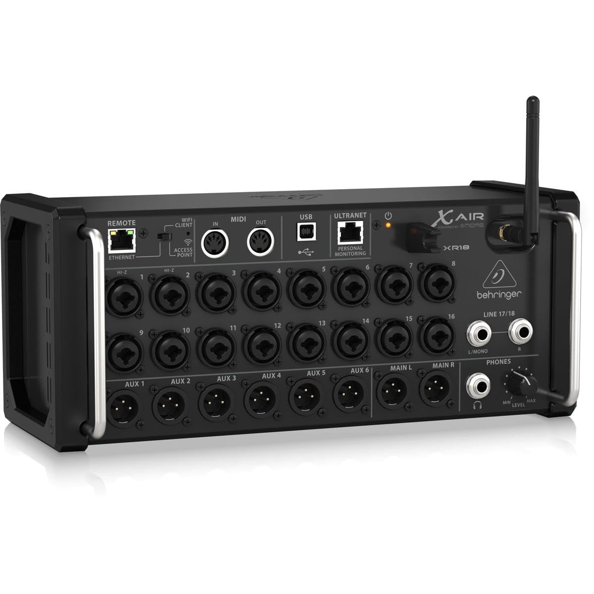 Behringer Xair Xr18 18 Channel 12 Bus Portable Digital Mixer For Ipad Or Android Tablet, With Integrated Wi Fi, 16 Midas Designe