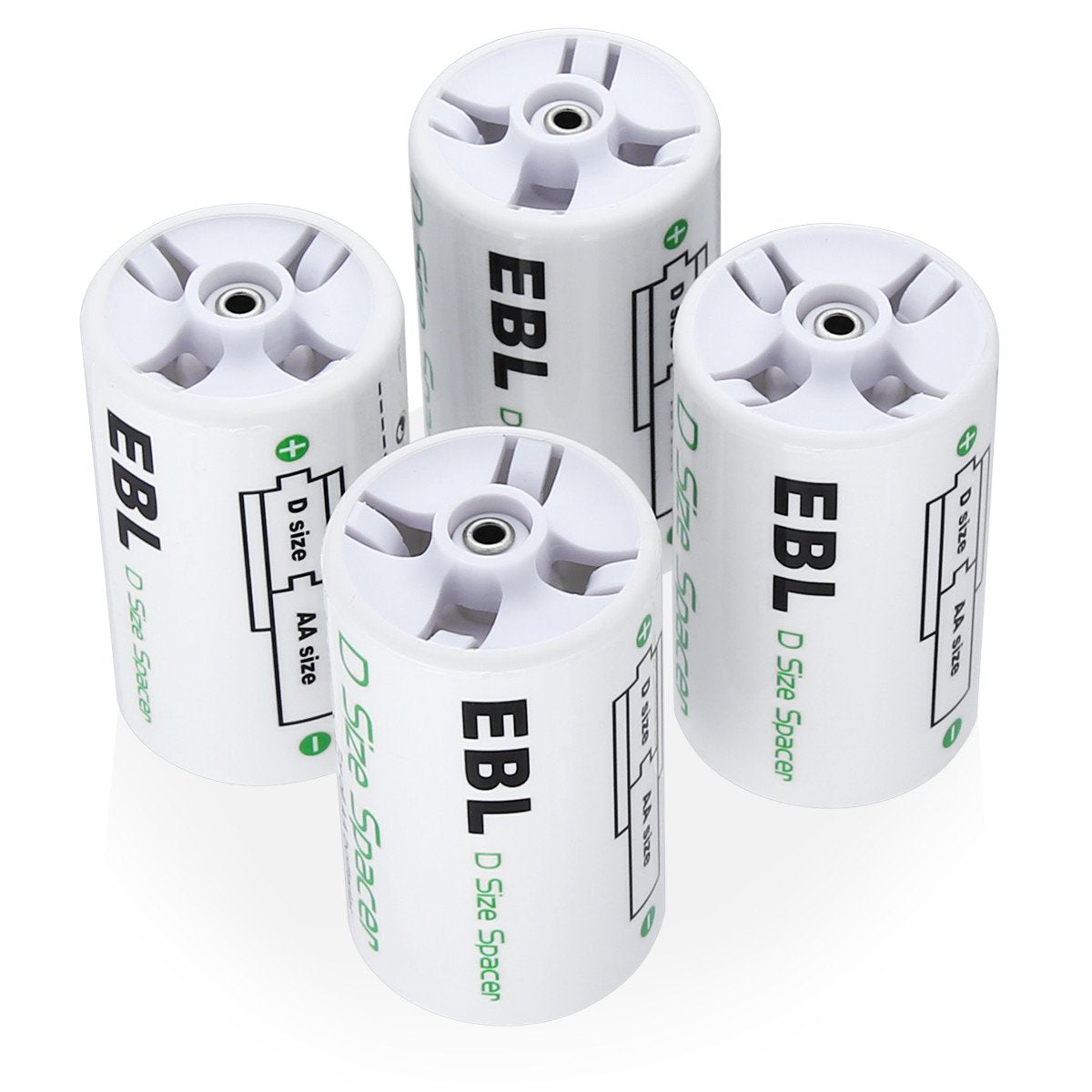 Ebl D Size Battery Adapters, Aa To D Size Battery Spacer Converter Case Use With Rechargeable Aa Battery Cells   4 Pack