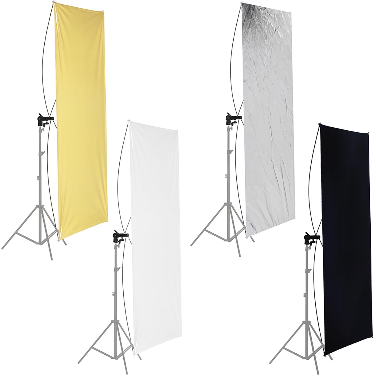 Neewer 35'' X 70''/ 90 X 180Cm Photo Studio Gold/Silver & Black/White Flat Panel Light Reflector With 360 Degree Rotating Holdin