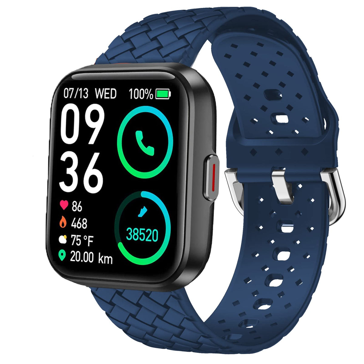 Lamshaw Compatible For Skg V7 Pro Smart Watch Band, Silicone Braided Weave Sport Soft Replacement Straps, Blue, 22Mm