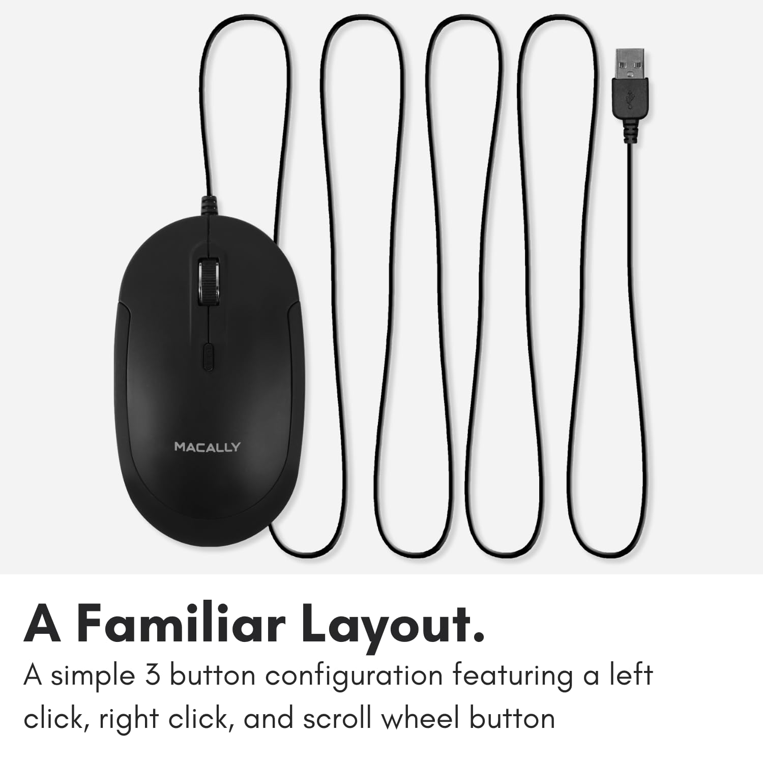 Computer Mouse Wired, Macally Silent Usb Mouse - Slim & Compact Usb Mouse For Apple Mac Or Windows Pc Laptop/Desktop - Designed