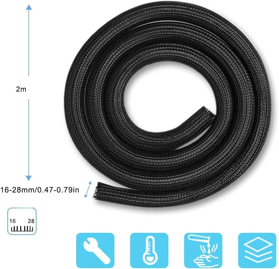Agptek Cable Sleeve Cover 6.6Ft   2/3Inch, Cord Organization Management Wire Loom Tubing, Cable Hider Split Sleeving For Desk Pc