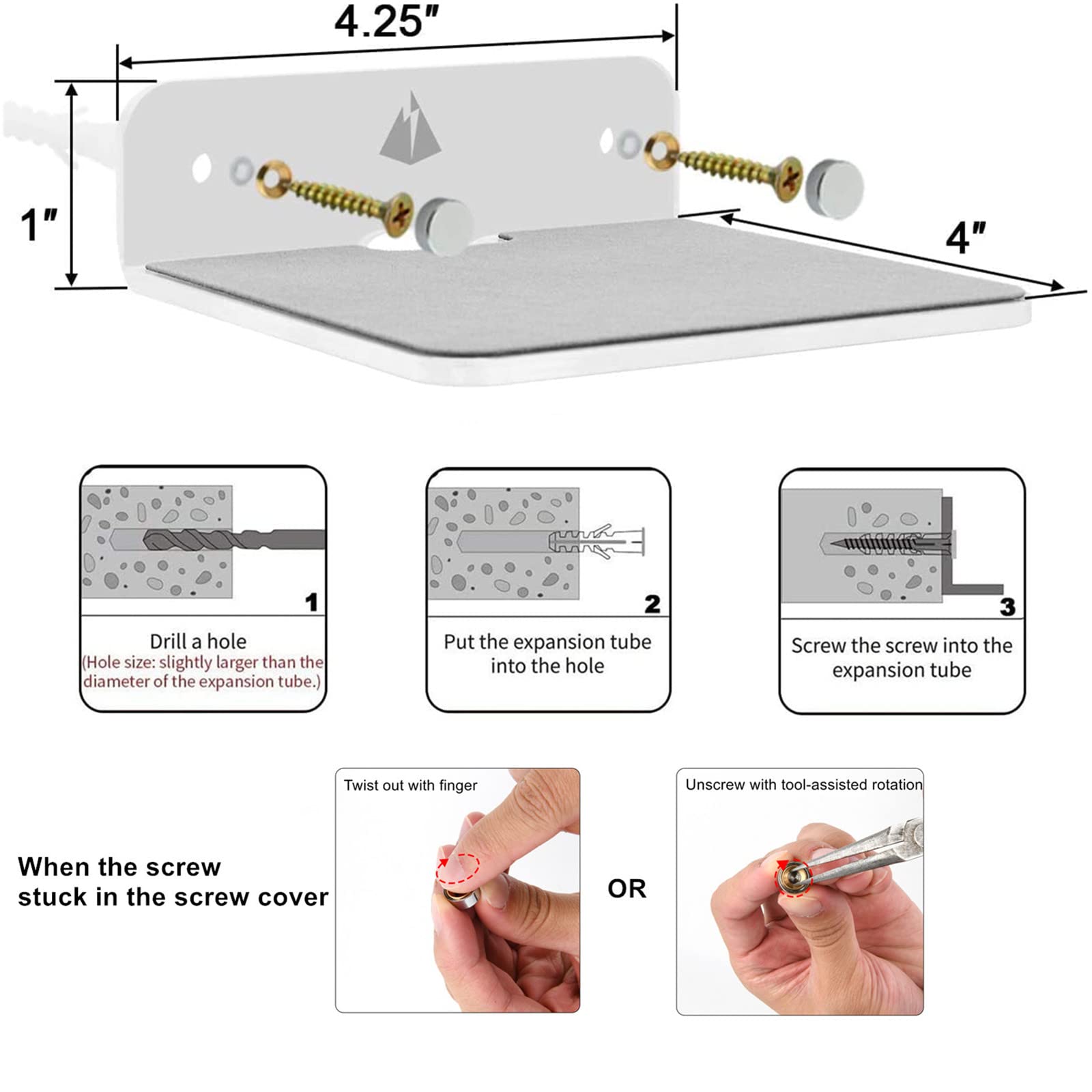 Txesign Wall Shelf Speaker Stand, Small Wall Shelf Speaker Mount For Bluetooth Speaker, Webcam, Cell Phones, Display Shelf Acryl