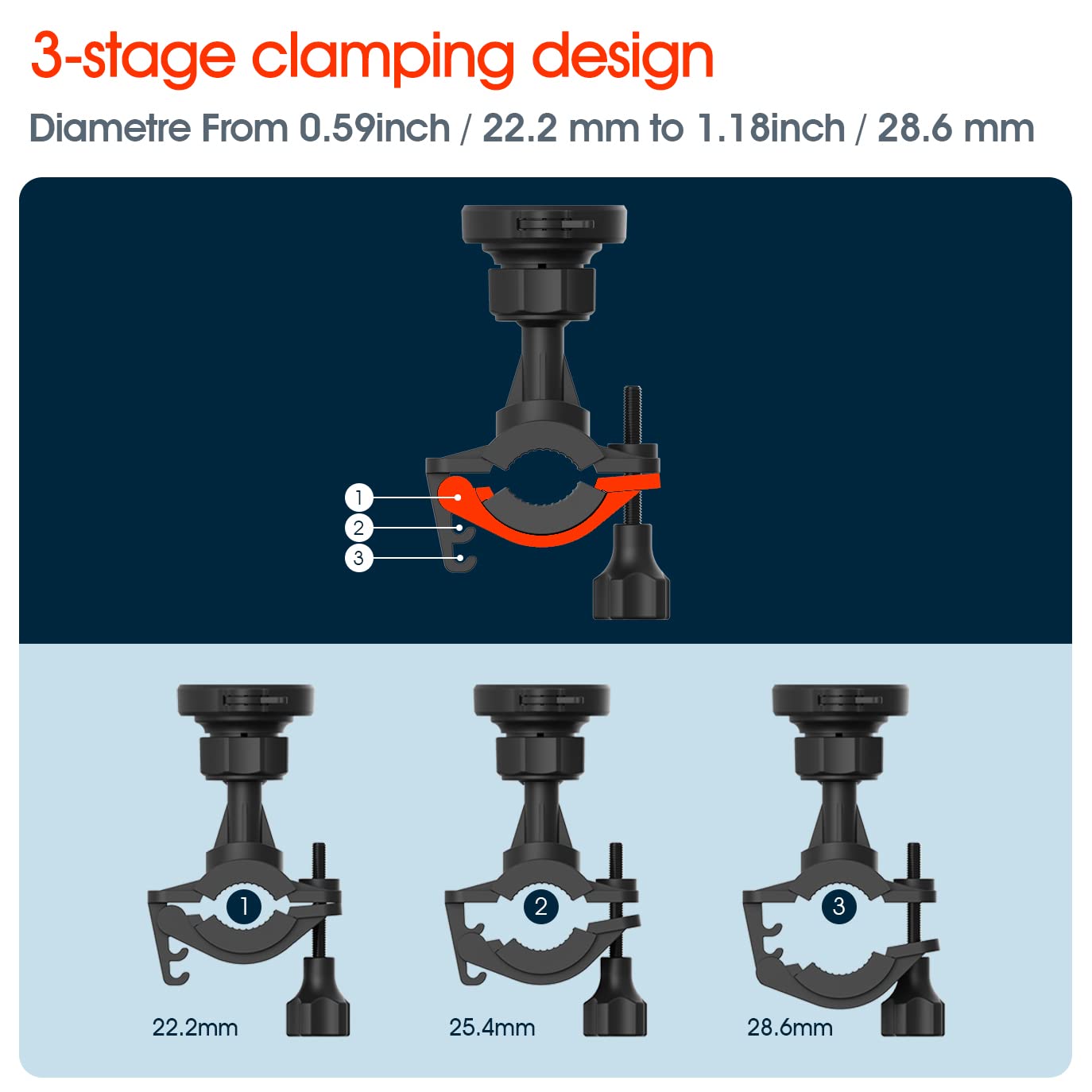 Sincetop Bike Phone Mount,Motorcycle Phone Holder With Universal Adapter,Detachable Adjustable 360 Rotation Handlebar Clamp Comp