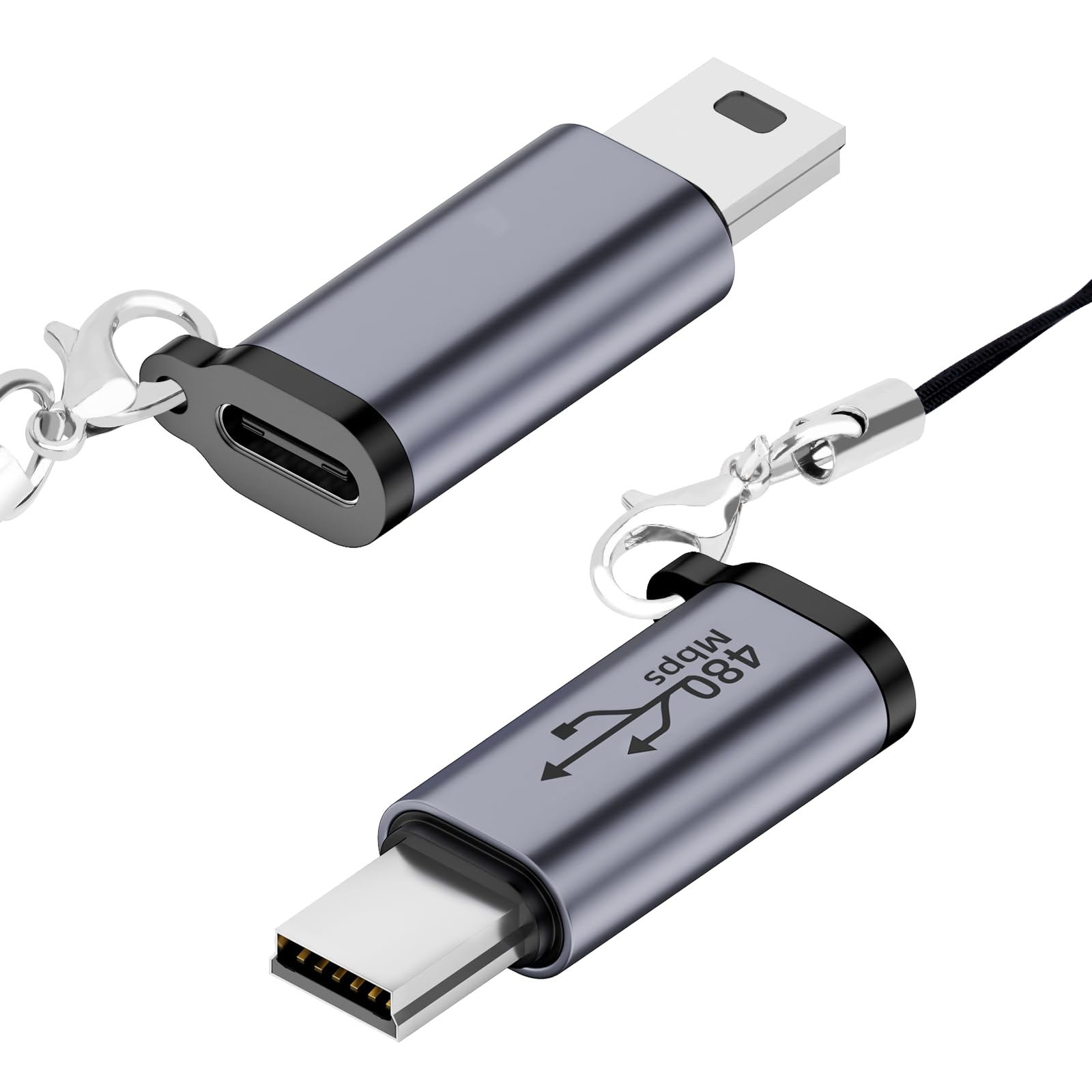 Seminer USB C to Mini USB Adapter (2 Pack), Type C Female to Mini USB Male Convert Connector, USB Mini to USB C Adapter Compatib