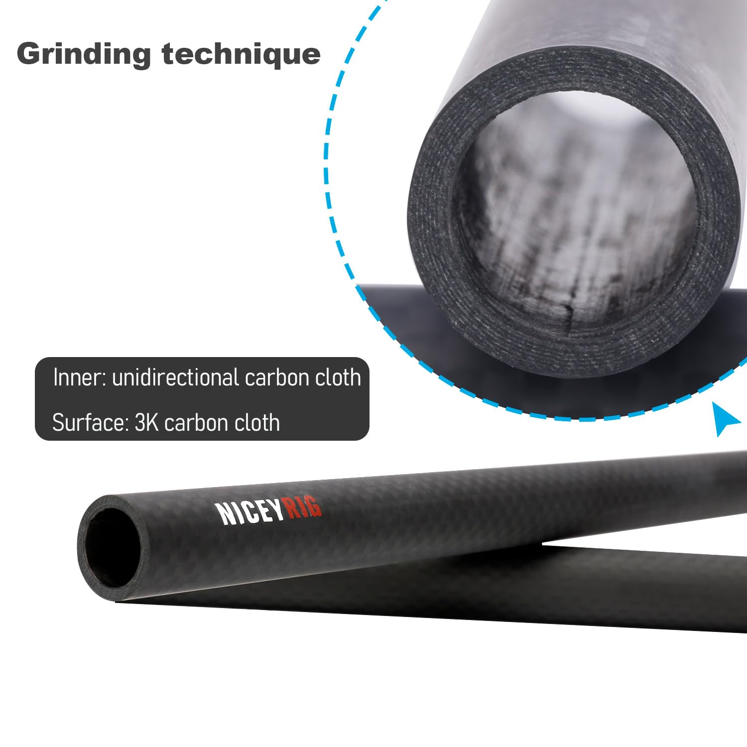 Niceyrig 15Mm Rod 16'' Carbon Fiber Lightweight Camera Rod Rails For 15Mm Heavier Shoulder Mount Rig, Follow Focus (Max. Payload