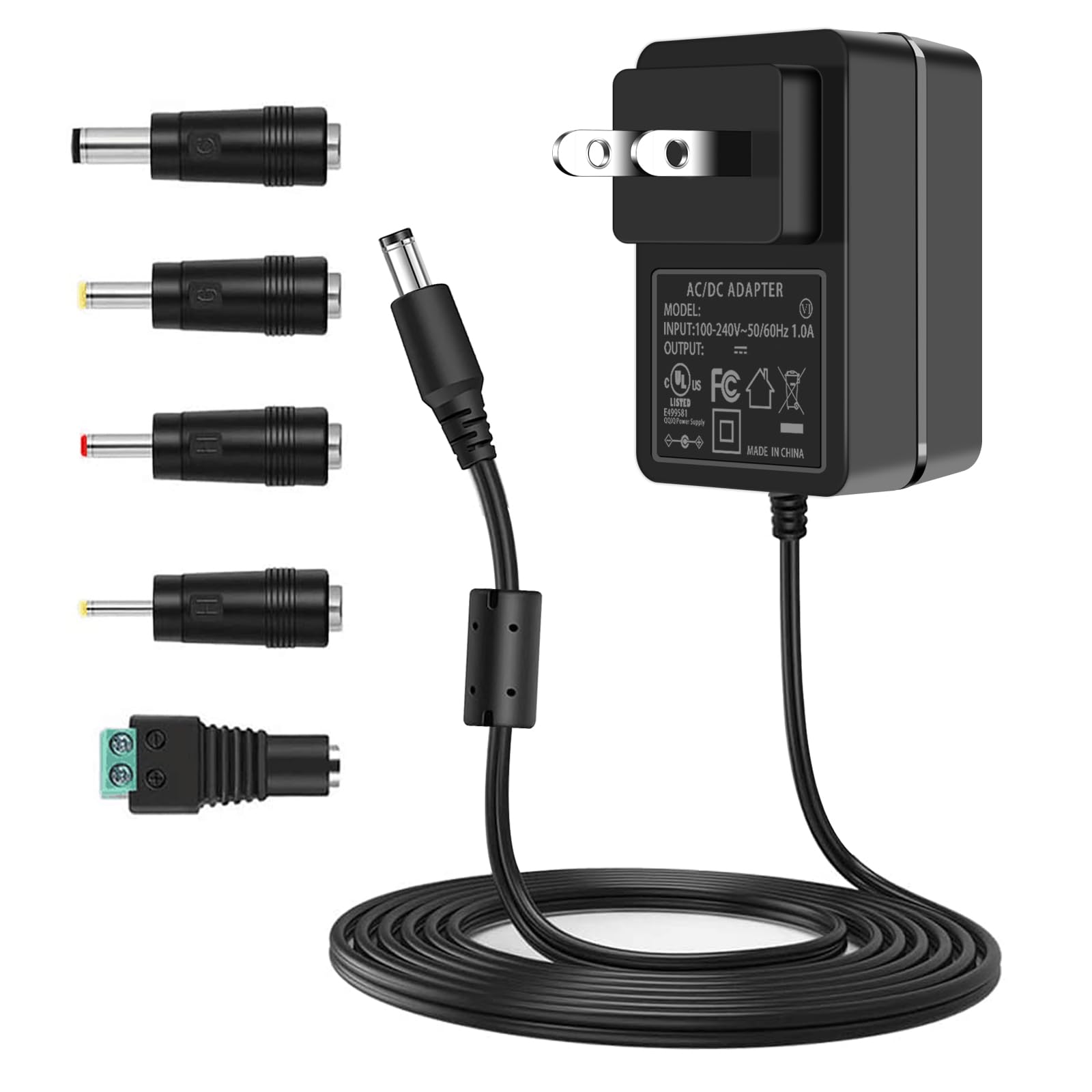 9V 1.5A Power Supply DC 9V Power Cord, 100-240V AC to DC 9Volts AC Adapter, fit for DC9V 1500ma 1A 1000ma 0.5A 500ma Arduino UNO