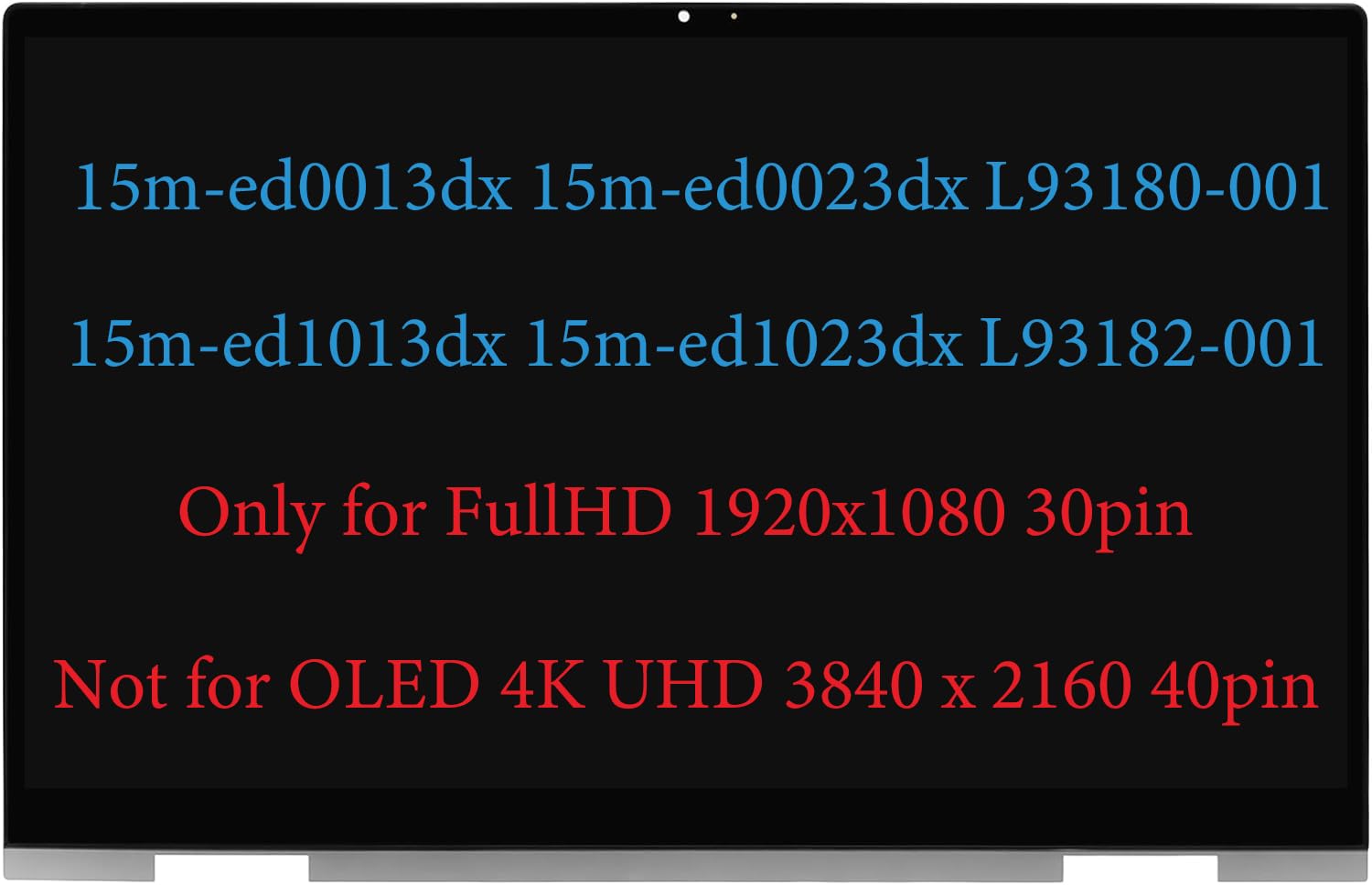 15.6'' Replacement For Hp Envy X360 15 Ed 15M Ed 15M Ed0013Dx 15M Ed0023Dx 15M Ed1013Dx 15M Ed1023Dx 15 Ed0047Nr L93182 001 L931