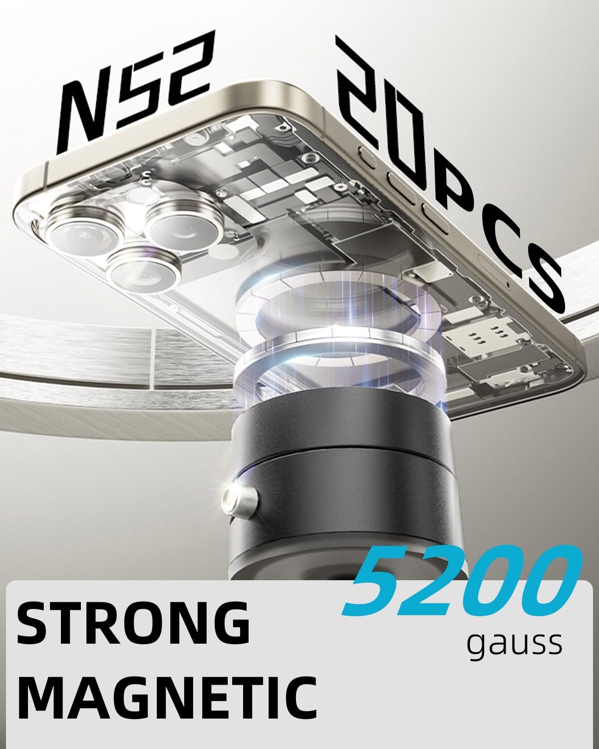 Quyee Upgraded For Magsafe Suction Cup Phone Mount/Shower Phone Holder Airplane Travel Vacation Essentials Magnetic Mirror Phone