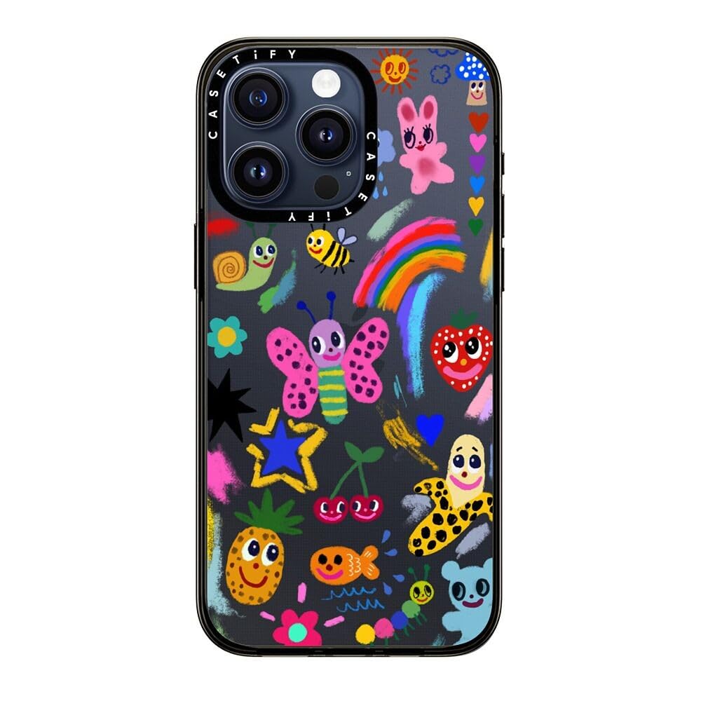 Casetify Compact Case For Iphone 15 Pro Max [2X Military Grade Drop Tested / 4Ft Drop Protection]   Good Vibes   Clear Black