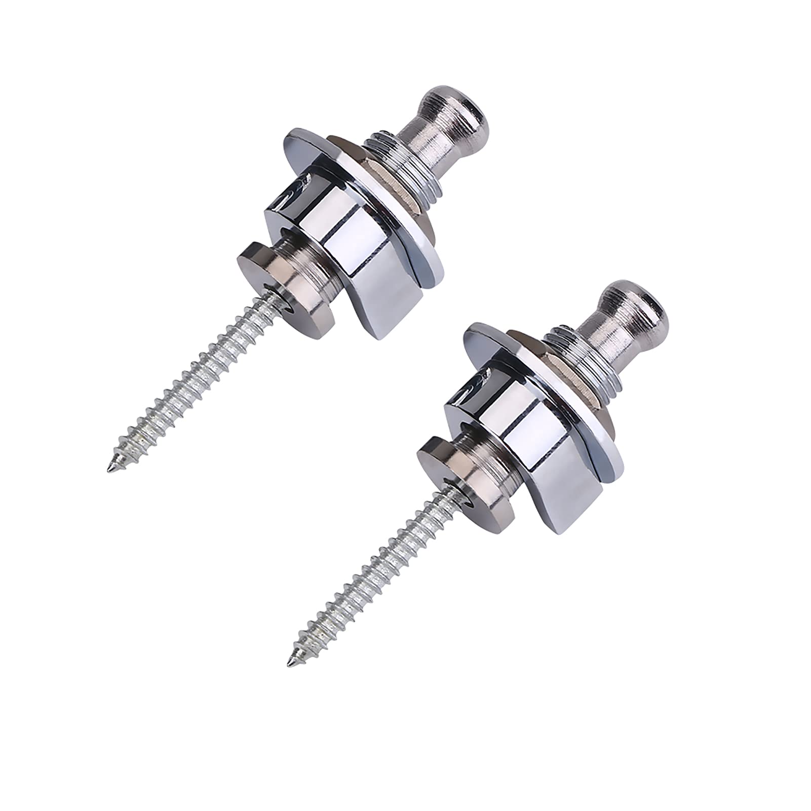 Guitar Strap Lock, 2Pcs Durable Metal Guitar Antiskid Strap Locks Replacement Part for Electric Acoustic Guitar Bass(Silver)