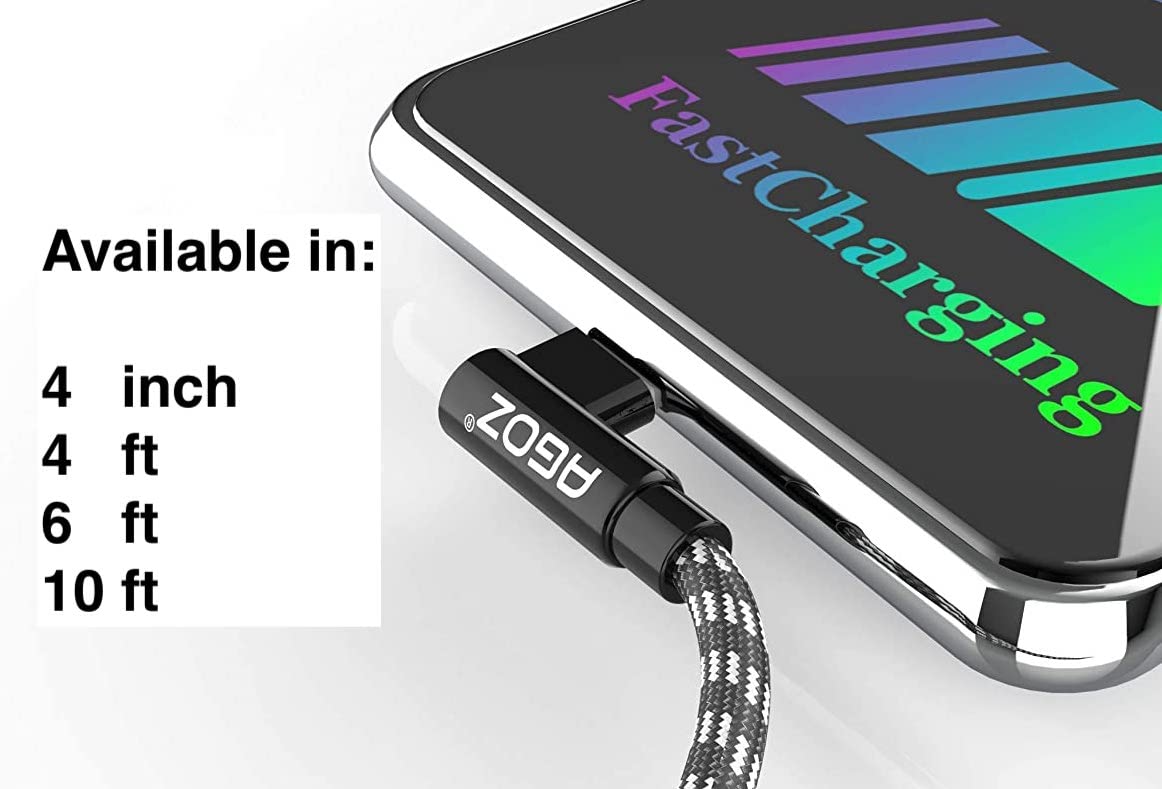 Agoz 5Inch Short Usb C Cable, Fast Charger 90 Degree Right Angle Cord Compatible With Samsung Galaxy S24 S23 S22 S21, S10 Plus,
