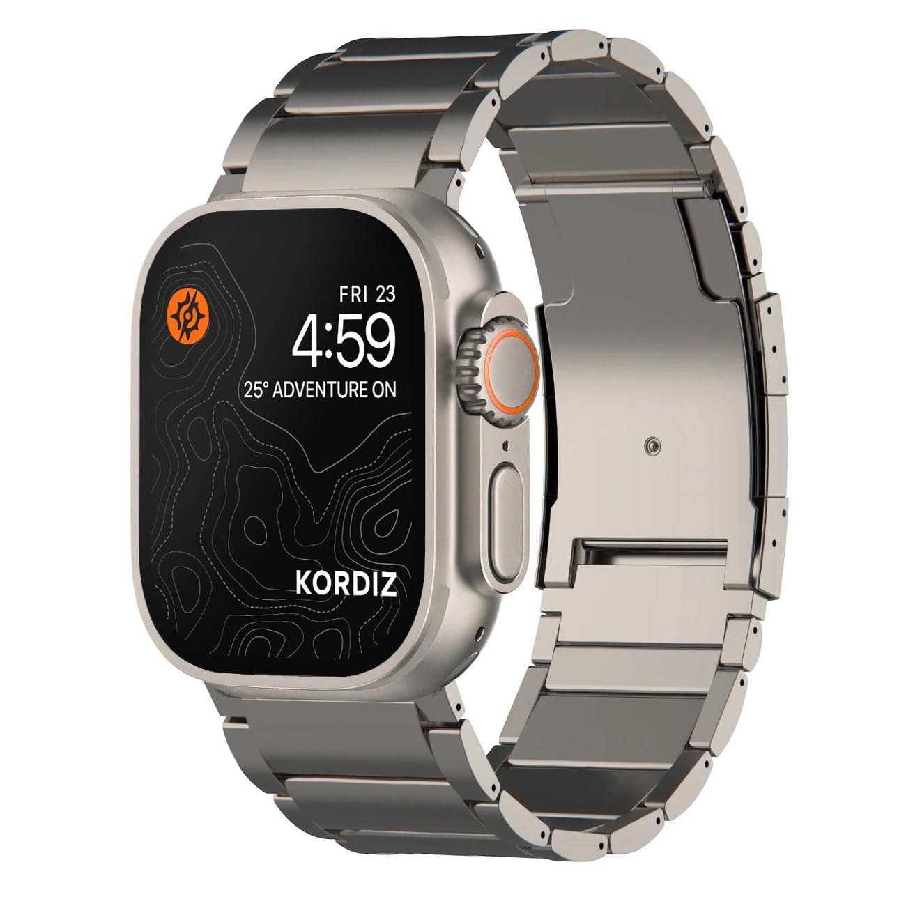 Kordiz Titanium Band   Compatible For Apple Watch Ultra 49Mm   Titanium Metal Watch Strap With Double Button Clasp For Iwatch Ba