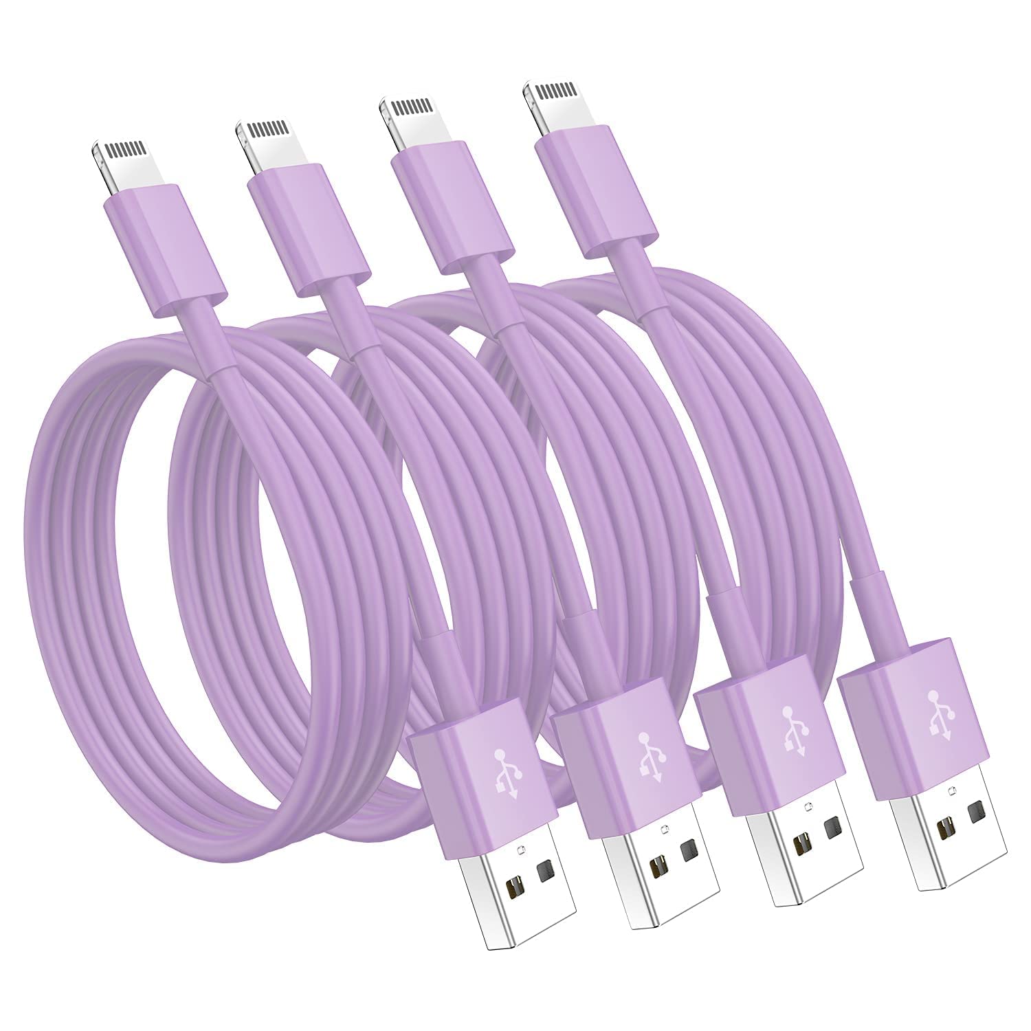 4 Pack [Apple Mfi Certified] Apple Charging Cables 3Ft, Iphone Chargers Lightning Cable 3 Foot, Fast Iphone Charging Cord For Iphone 14/14Pro/13/13Pro/12/11/11Pro/11Max/ X/Xs/Xr/Xs Max/8, Ipad(Purple)