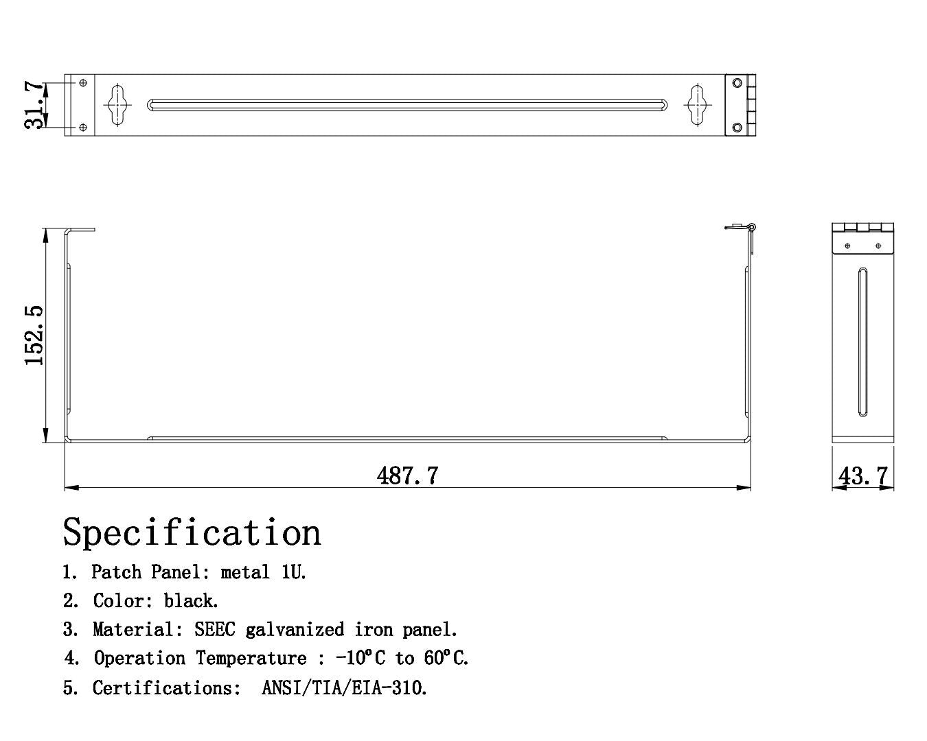 Installerparts 1U Hinged Wall Mount Bracket For 12/24 Port Patch Panel   19 Inch Wide   Wall Mount Bracket For Data Network Or P