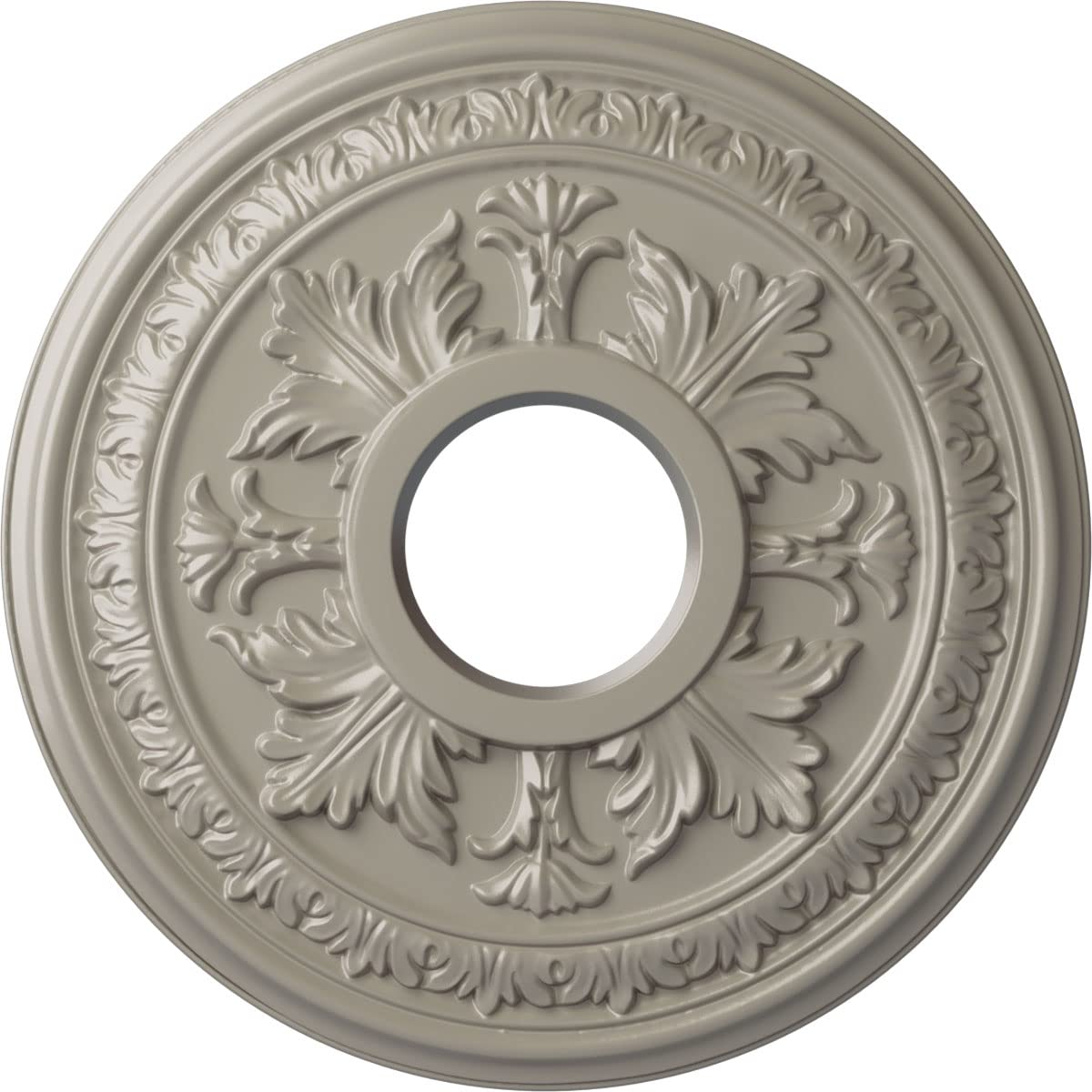 15 3/8OD x 4 1/4ID x 1 1/2P Baltimore Ceiling Medallion (Fits Canopies up to 5 1/2), Hand-Painted Pearl White