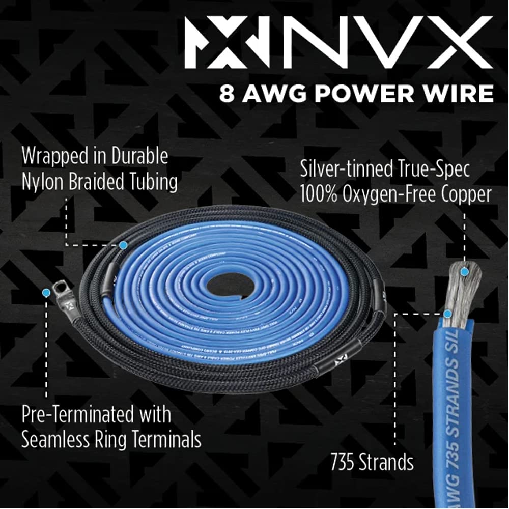 Nvx True 8 Gauge Awg 100% Ofc Complete Amplifier Wiring Kit With 2 Channel Rca Cable   Xkit82