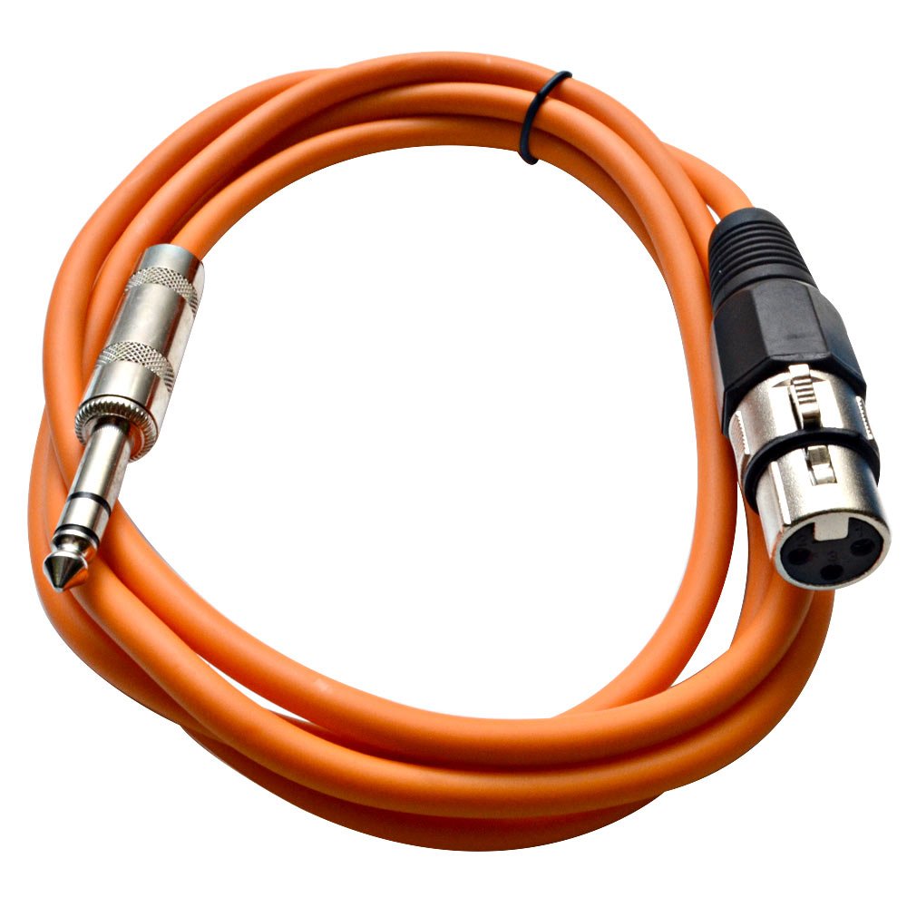 Seismic Audio - Satrxl-F6-6 Pack Of Orange 6' Xlr Female To 1/4'' Trs Patch Cables