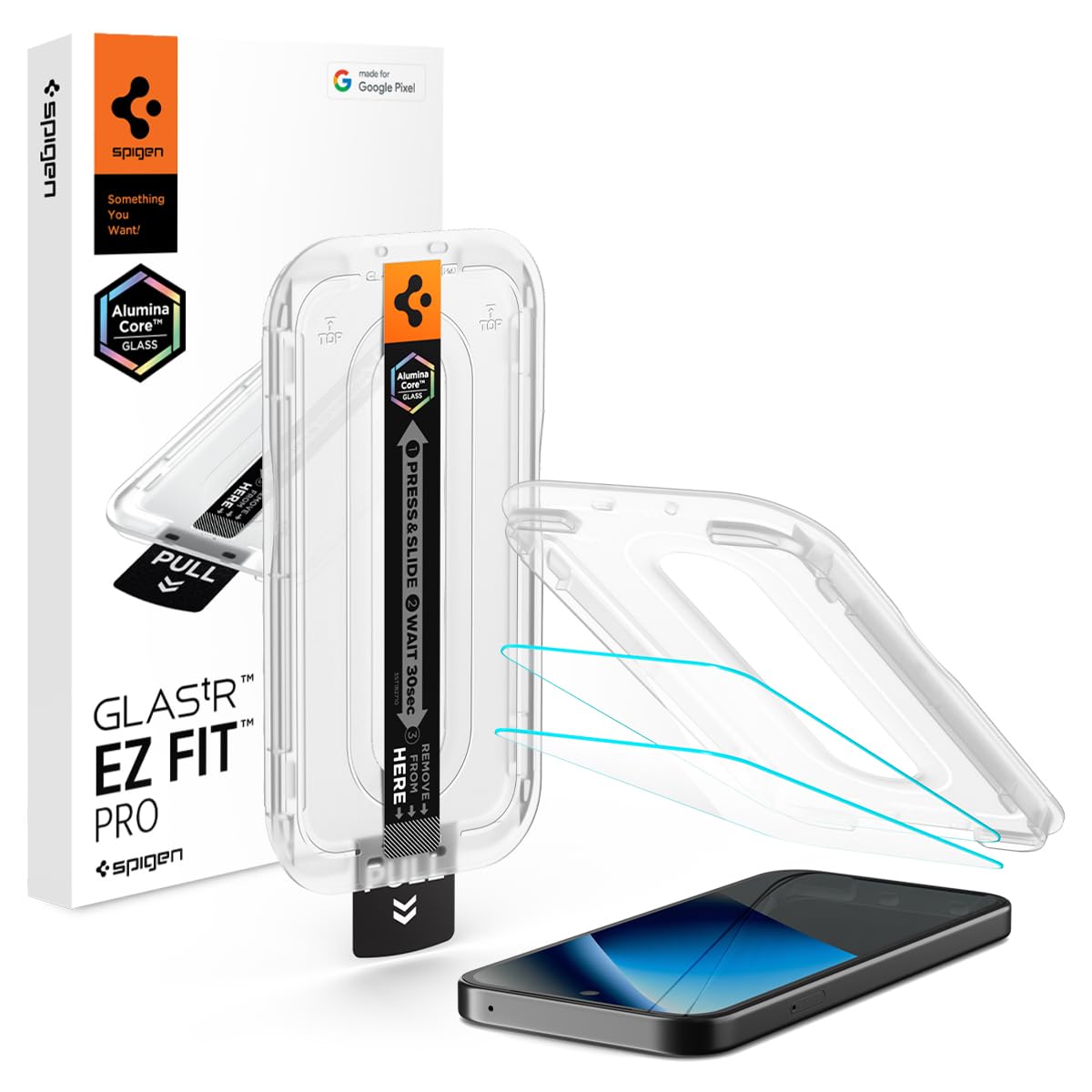 Spigen AluminaCore Tempered Glass Screen Protector [Glas.tR EZ FIT Pro] designed for Pixel 10a [2 Pack] 10H+ Hardness, Aluminum-