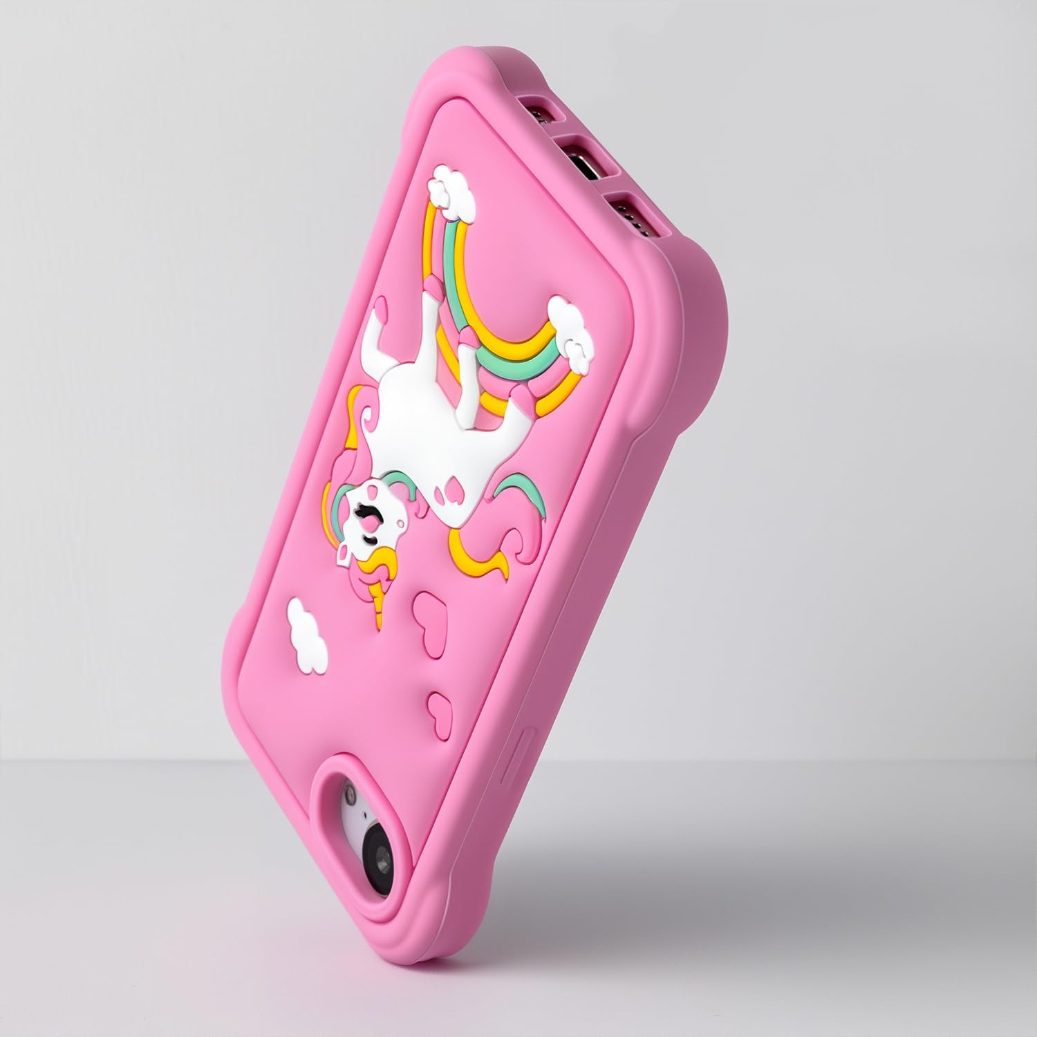 Mouzor Cute Pink Rainbow Unicorn Phone Case Compatible With Iphone 16E Case, Horse Kawaii Animals 3D Cartoon Soft Silicone Heavy