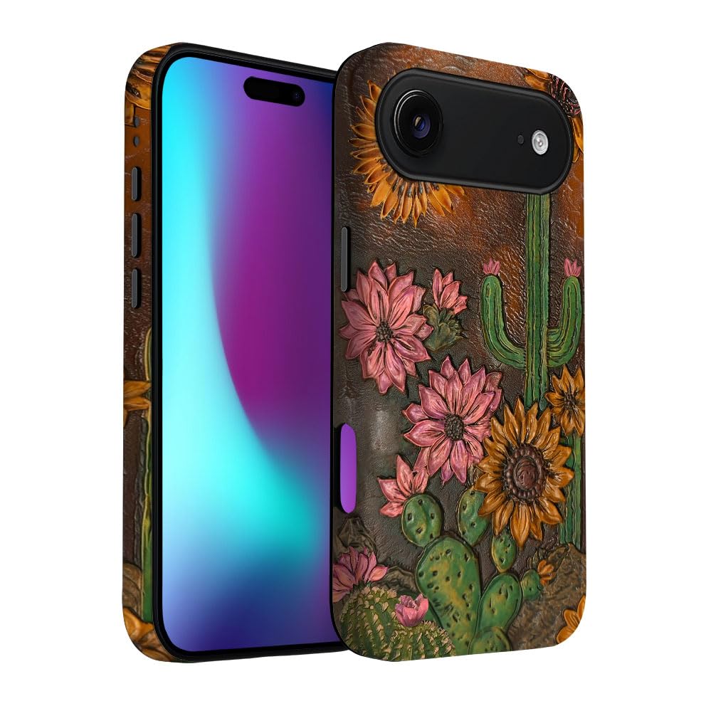 Yuzbira for iPhone 17 Air Case | Cactus Sunflower | Slim Drop Protection Design