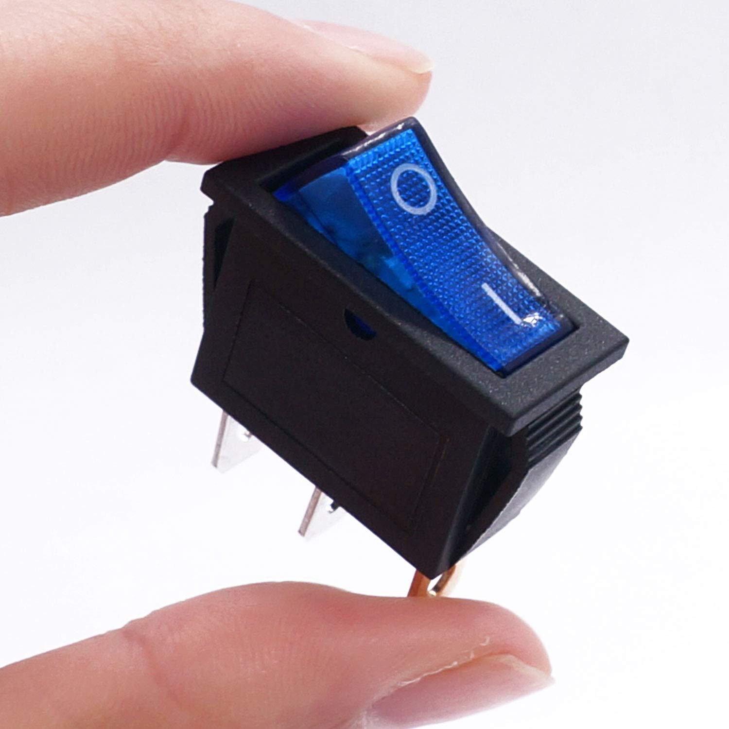 Twidec/5Pcs Rocker Switch Toggle Ac 20A/125V 15A/250V Spst 3 Pins 2 Position On/Off Blue Led Light Illuminated Boat Switch Kcd3