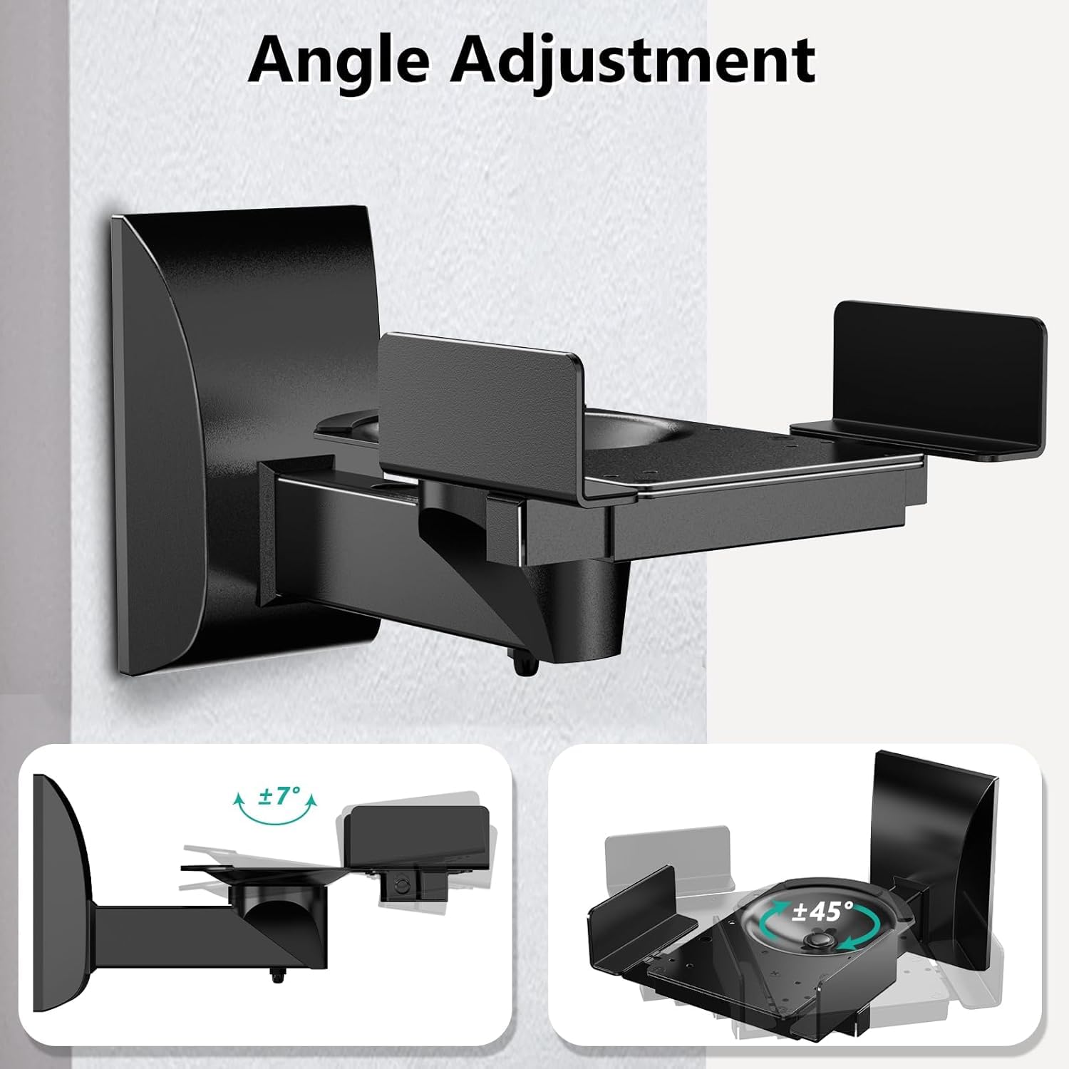 Wali Speaker Wall Mounts, Dual Side Clamping Bookshelf Mounting Bracket For Large Surrounding Sound Speakers, Hold Up To 55 Lbs.